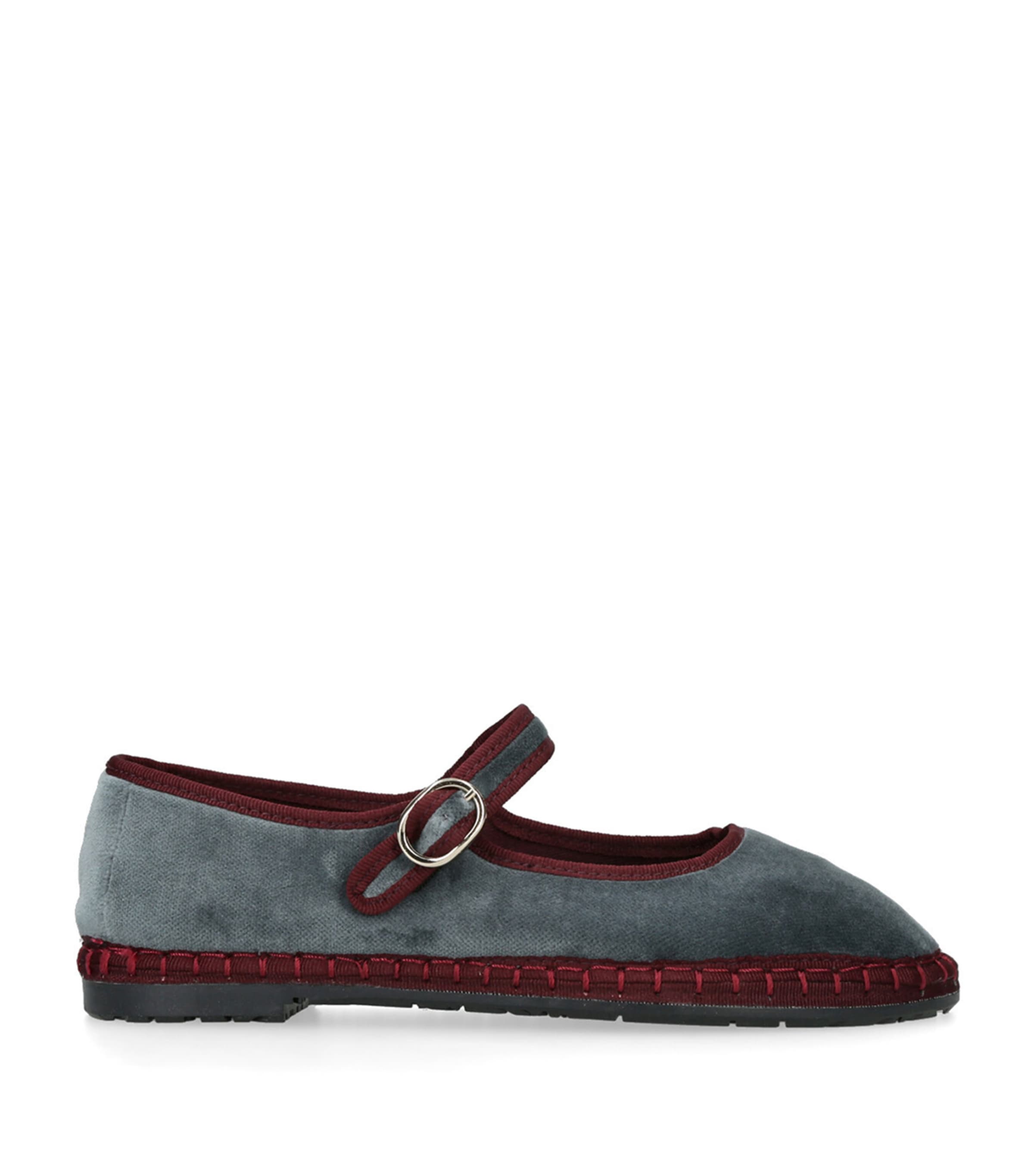 Flabelus Velvet Georgina Mary Janes Grey/d.cmb Image 1