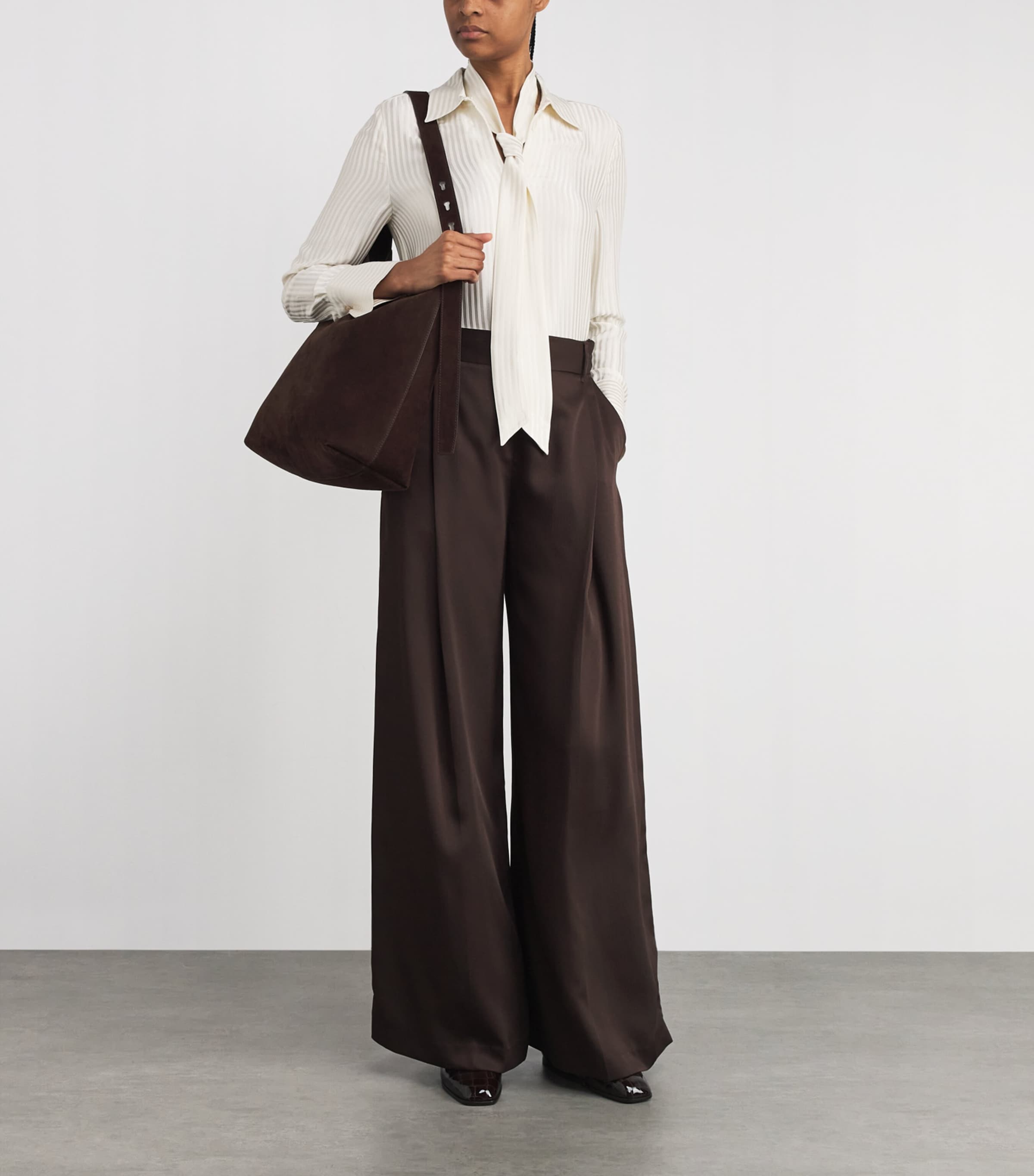 Satin AM-PM Stripe Shirt and Tie LIGHT CREAM Image 2