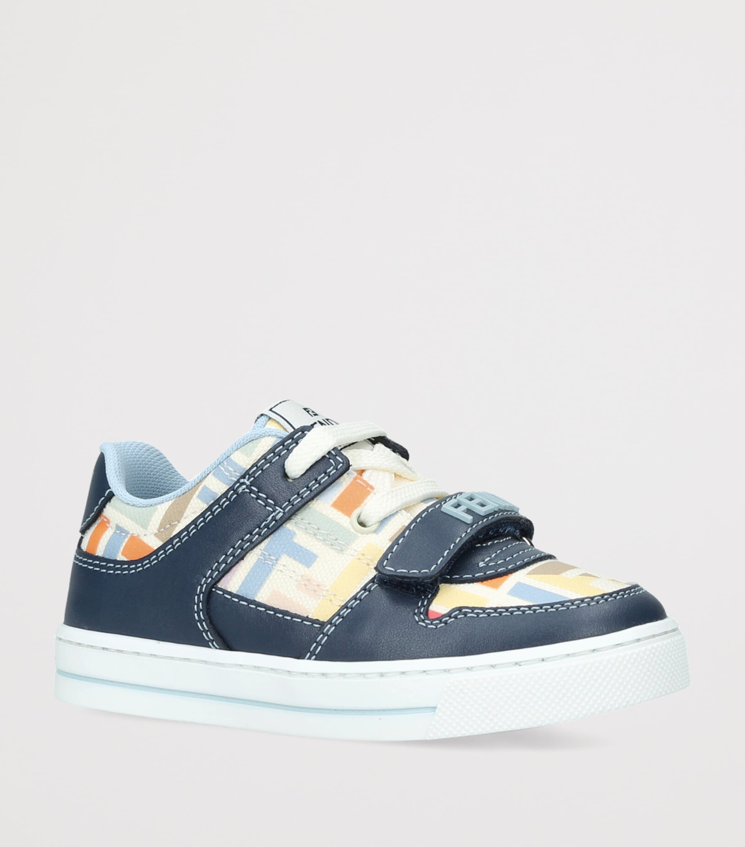 Fendi Kids Leather Logo Sneakers Blue Other Image 3