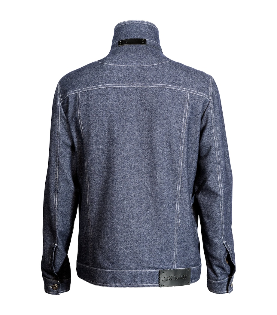 Alan Scott Mens Cashmere-Blend Denim Jacket Dark Indigo Image 4