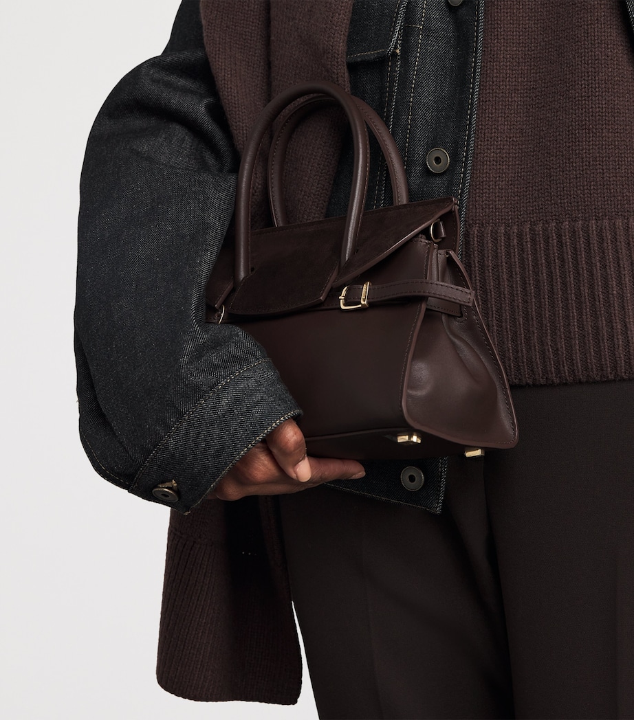 Mini Leather River Top-Handle Bag CACAO Image 2