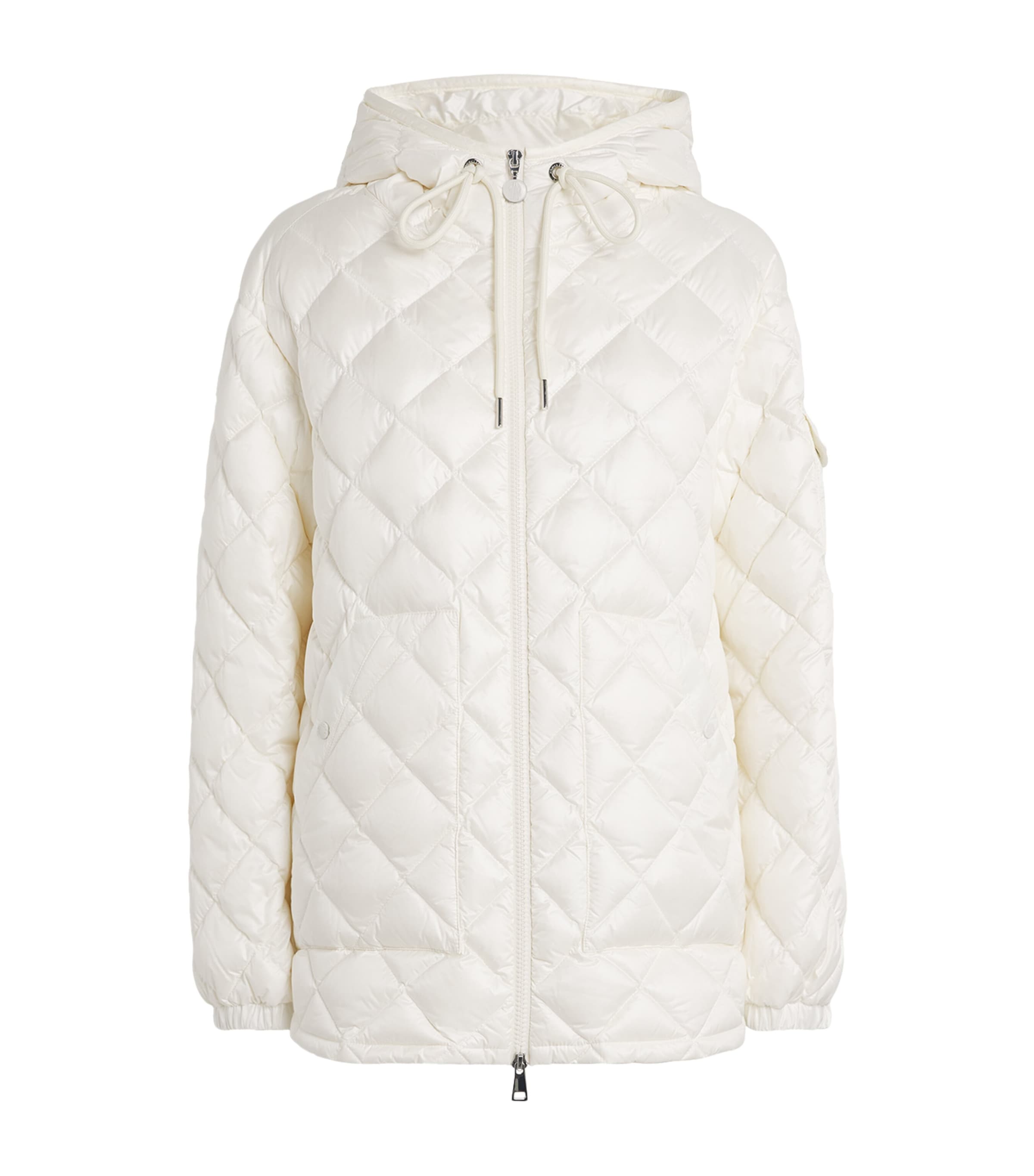 Moncler Diamond-quilted Hooded Short Down Jacket In White