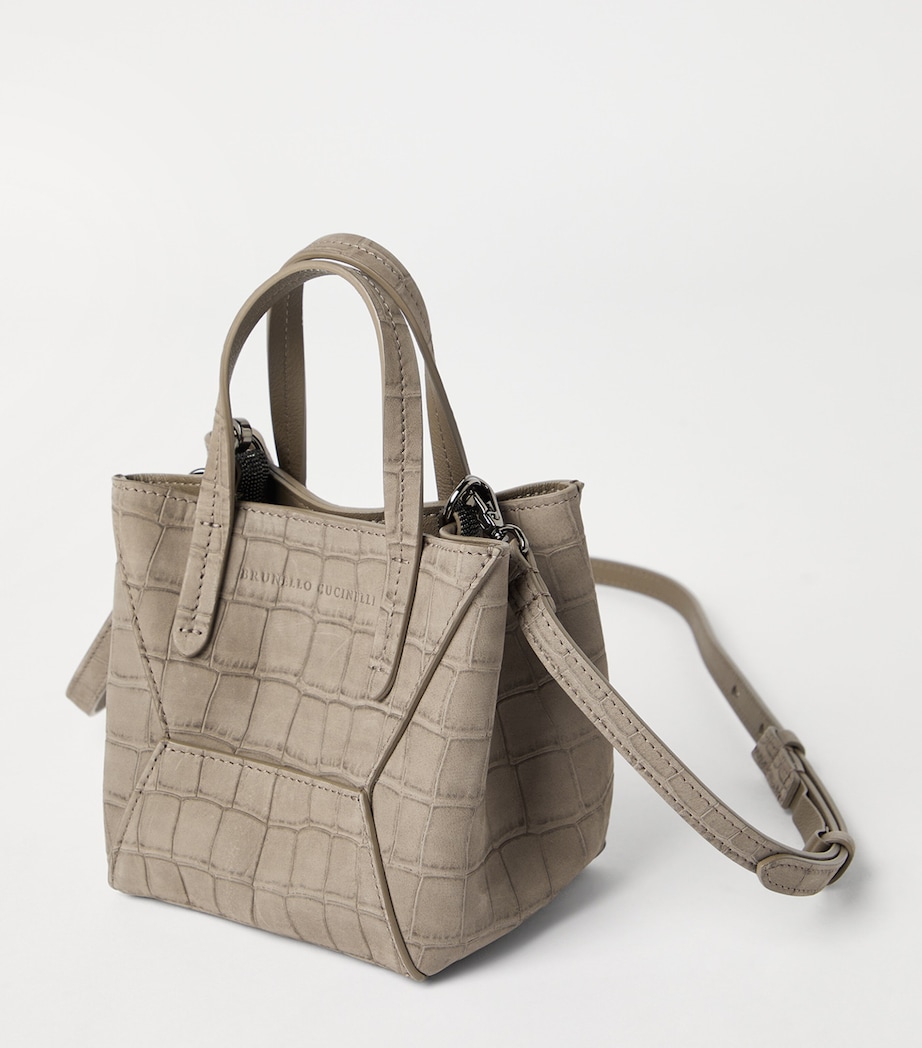 Croc-Embossed Leather Duo Mini Bag C3983 Image 5