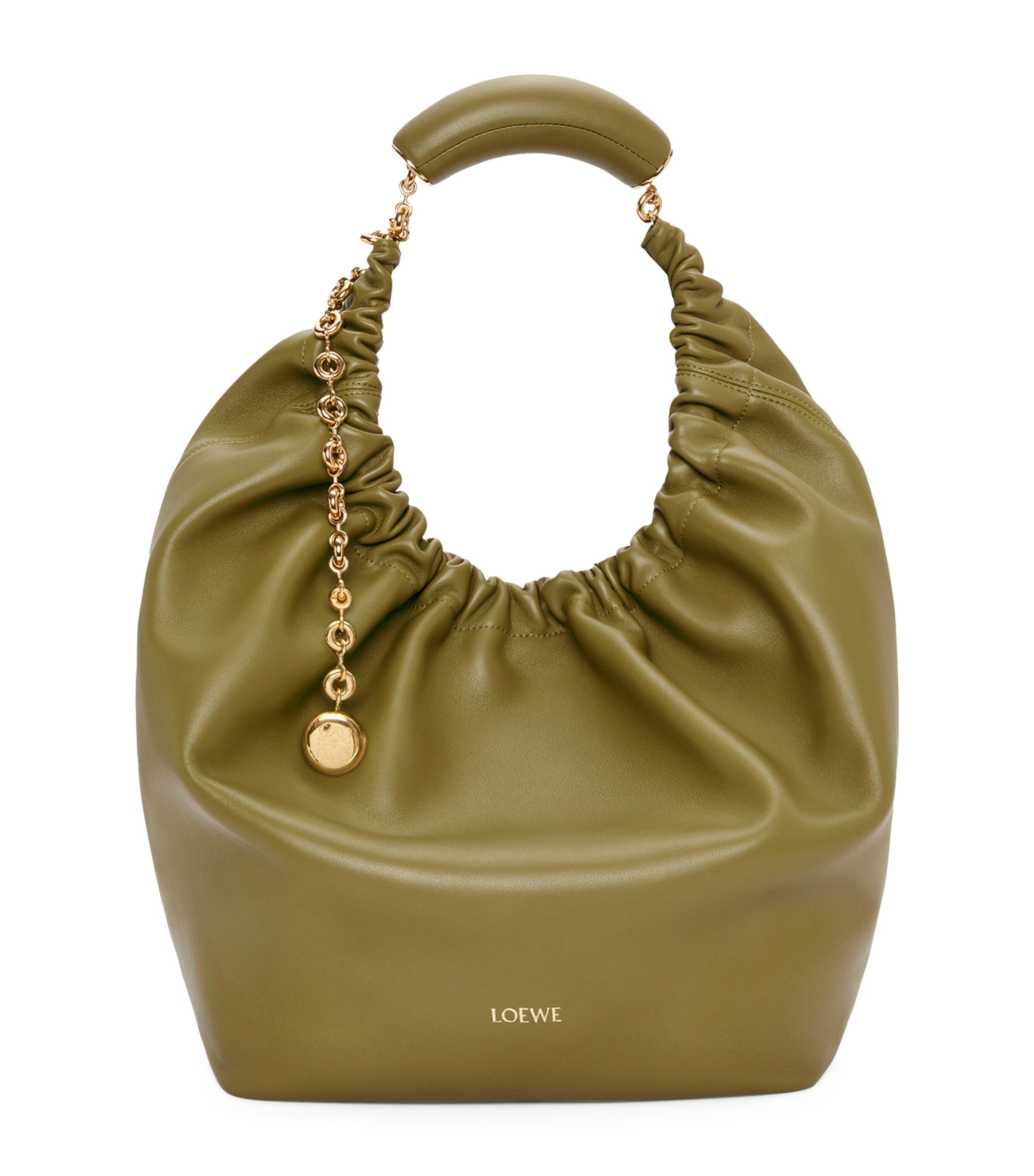 Medium Leather Squeeze Top-Handle Bag OLIVE Image 1