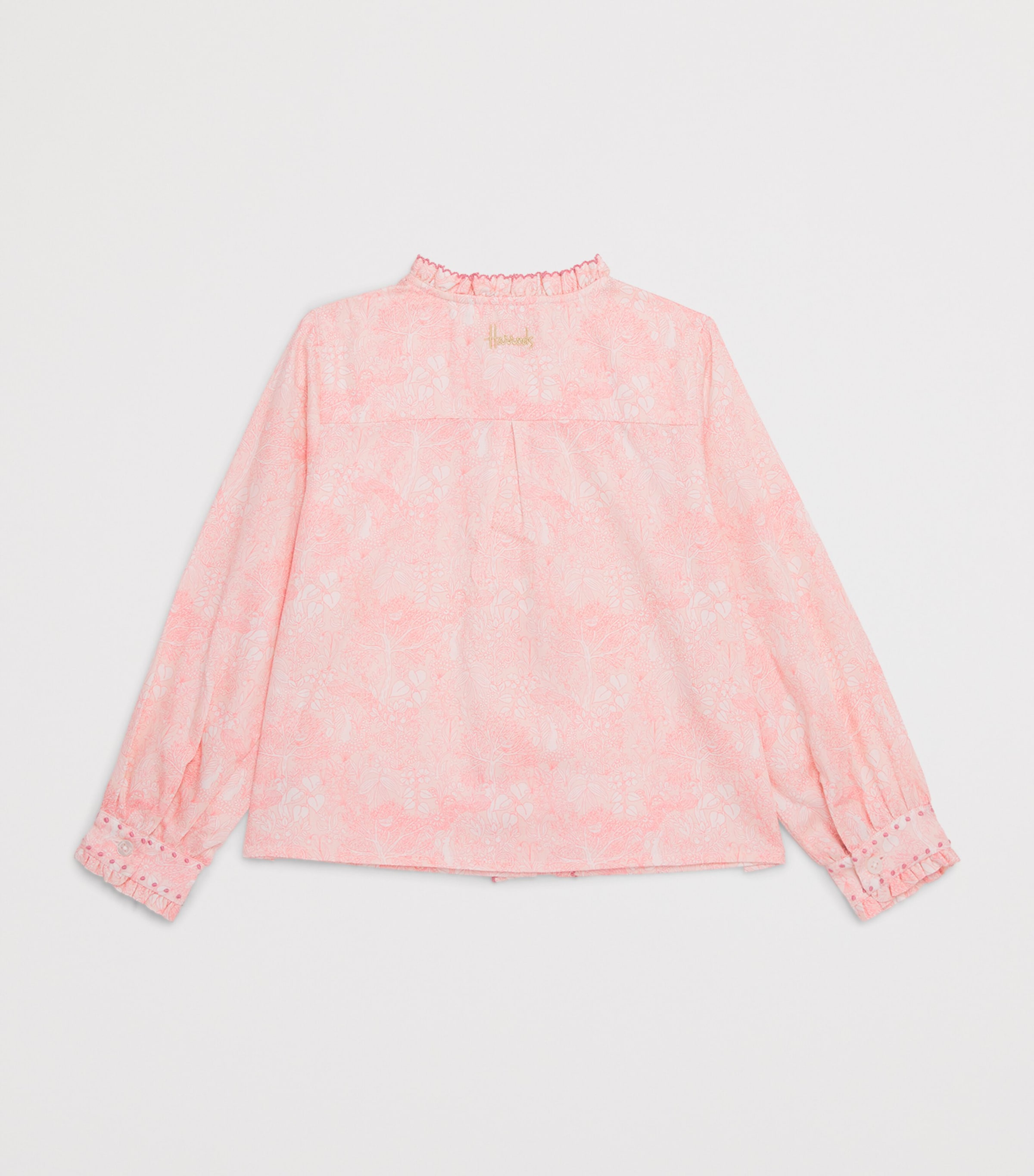 Harrods Floral Print Smocked Blouse (2-8 Years) Pink Image 2