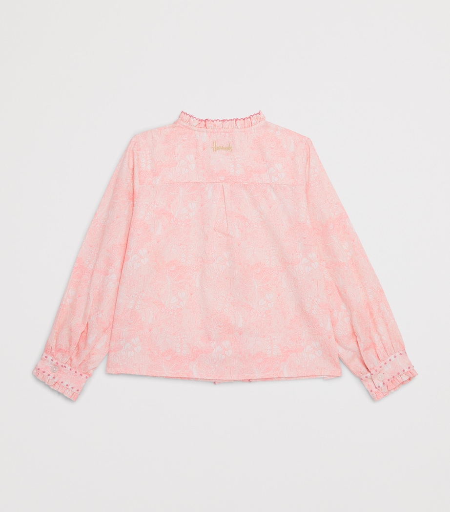 Harrods Floral Print Smocked Blouse (2-8 Years) Pink Image 2