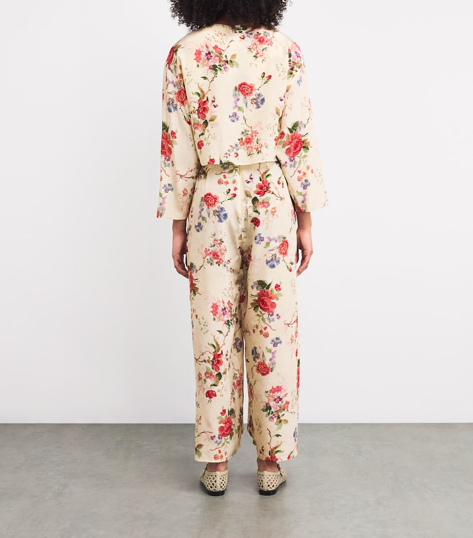 Weekend Max Mara Womens Silk Floral Jumpsuit and Top Ivory Image 3