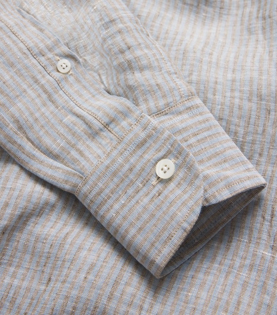 Linen Stripe Shirt 01 NAVY BLUE Image 5