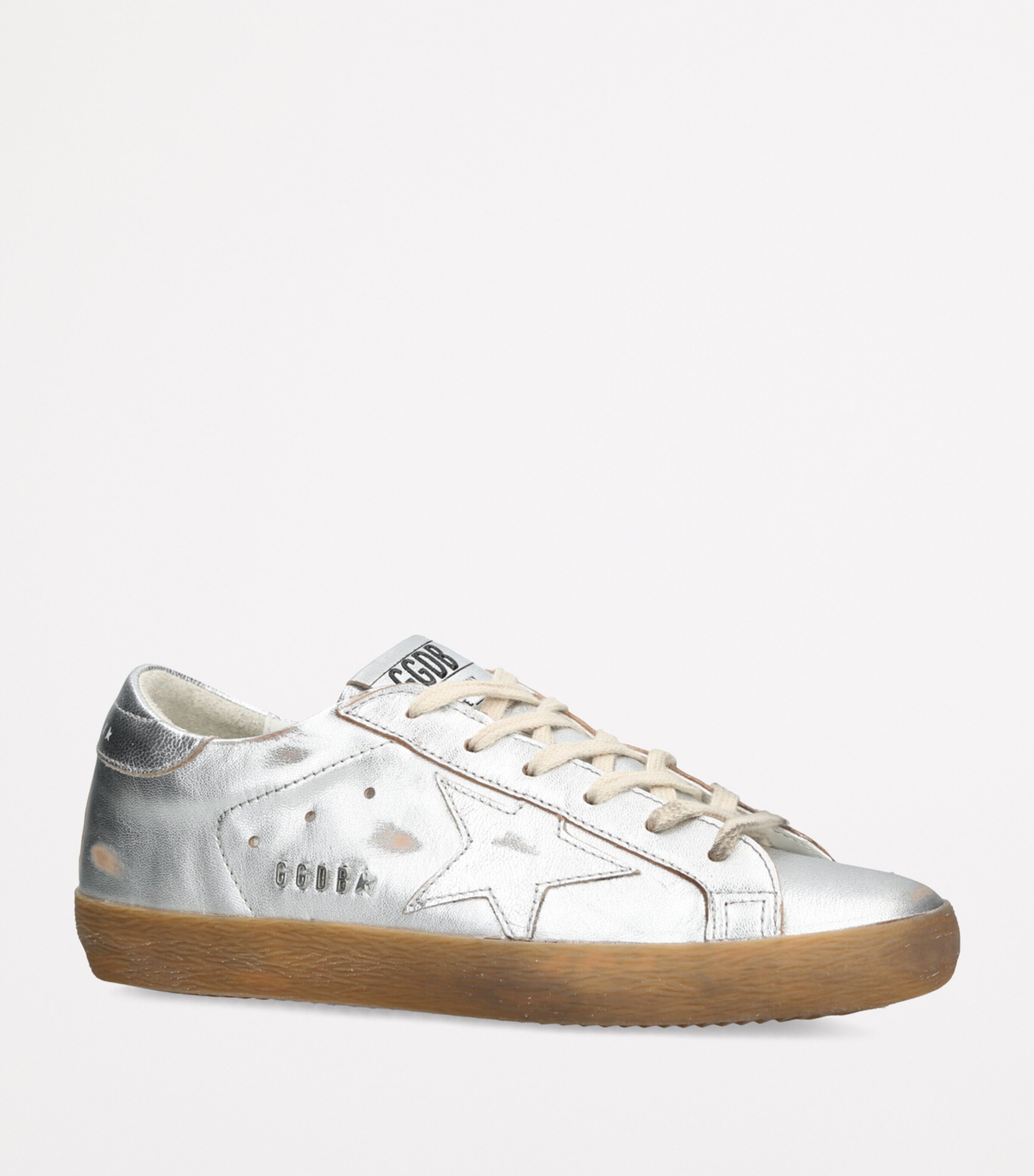 Golden Goose Metallic Leather Super-Star Sneakers Silver Image 4