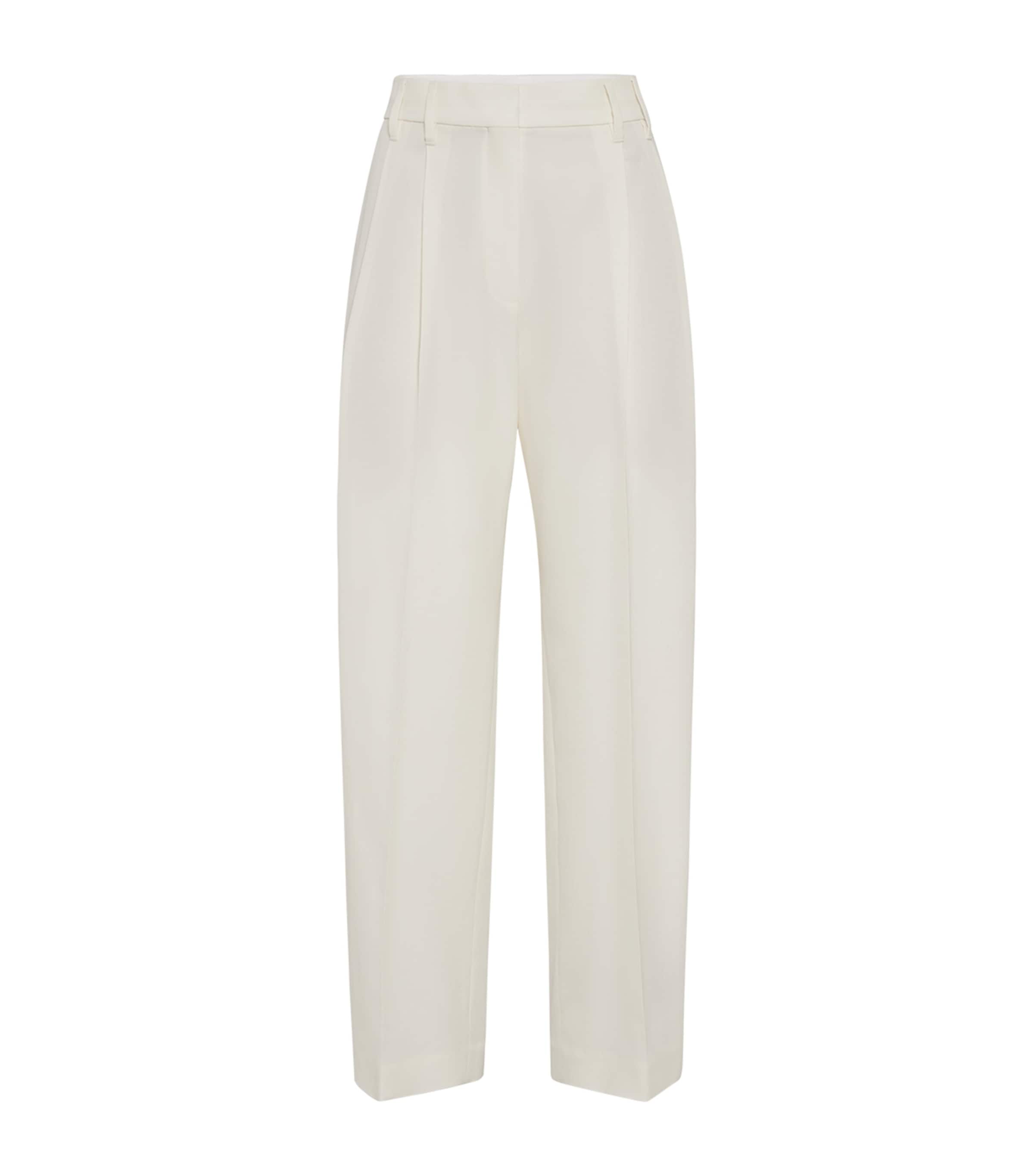 Brunello Cucinelli Wool-cotton Tailored Trousers In White