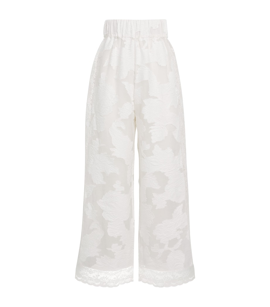 Lace-Trim Clarissa Trousers WHITE DEVORE Image 1