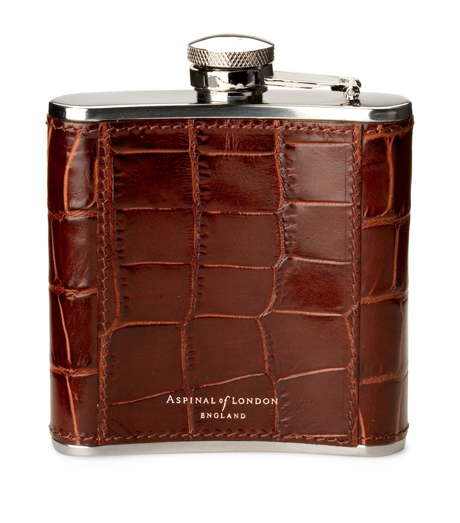 Mock Crocodile Hip Flask BROWN Image 2