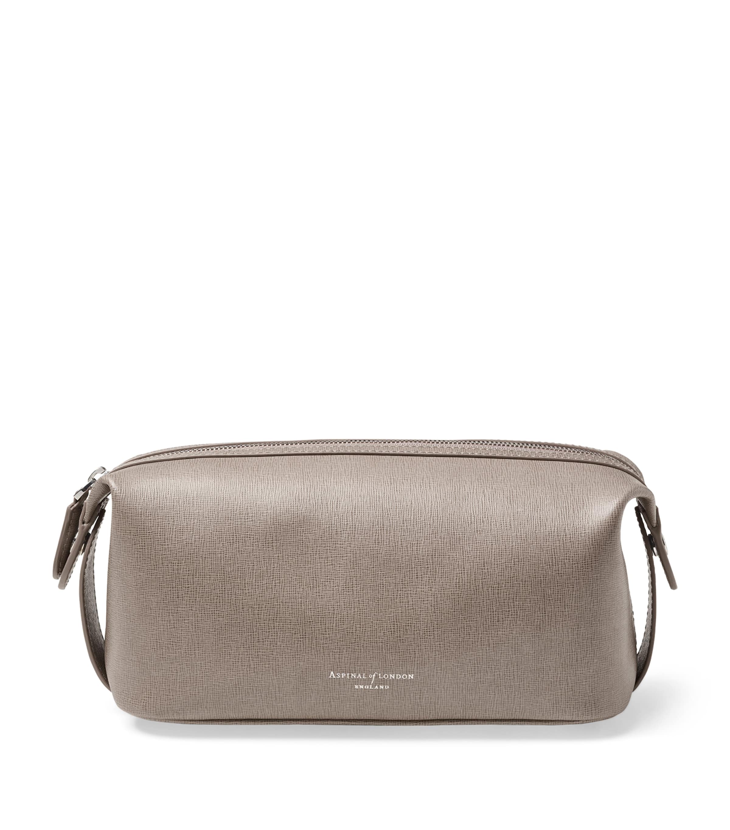 Aspinal Of London Leather Mount Street Wash Bag In Gray