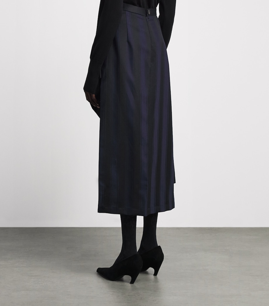 Vivienne Westwood Womens Virgin Wool Stripe Cassandre Midi Skirt Blu/blk Image 5