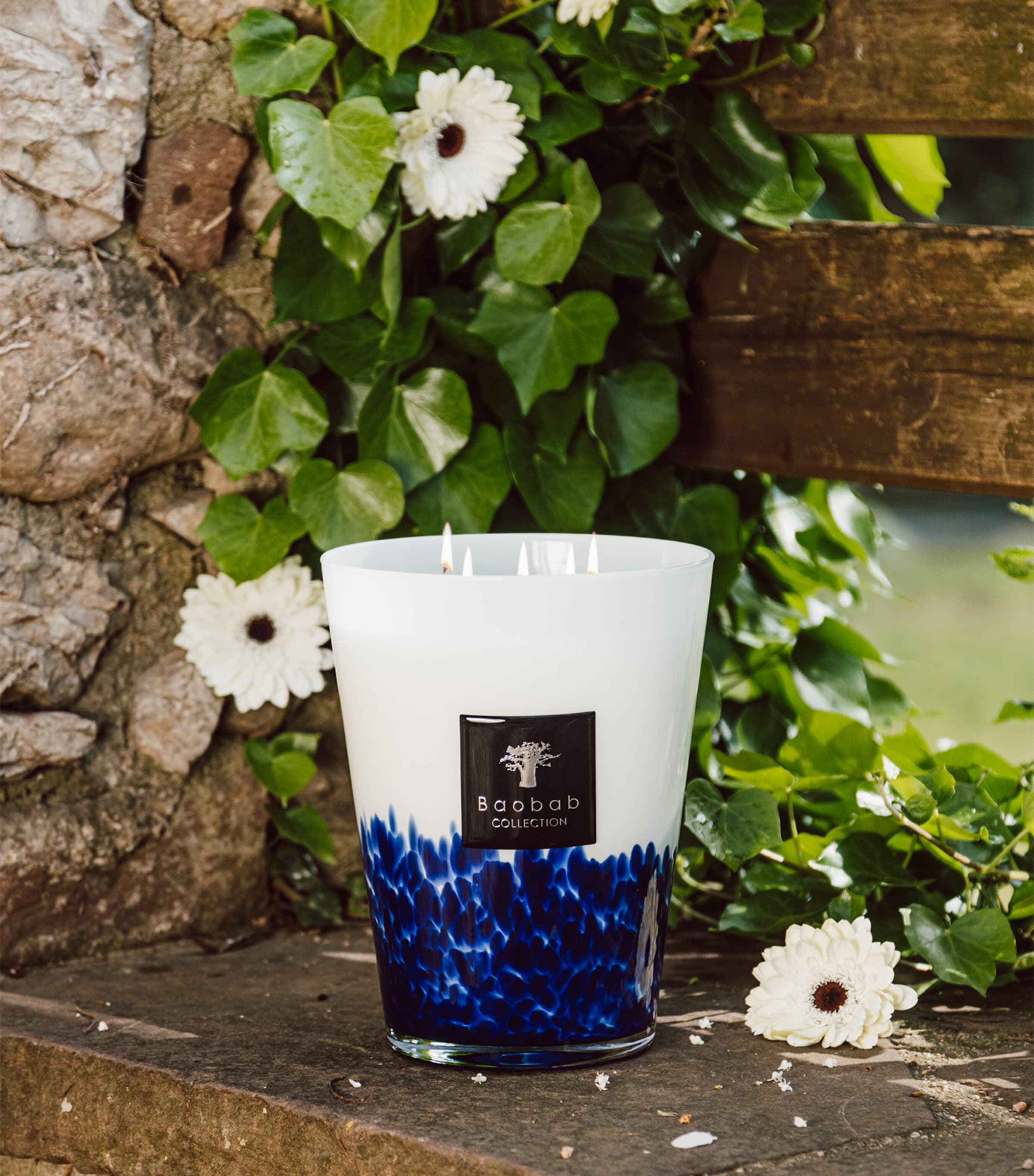 Baobab Collection Feathers Touareg Candle (24cm) Blue Image 3