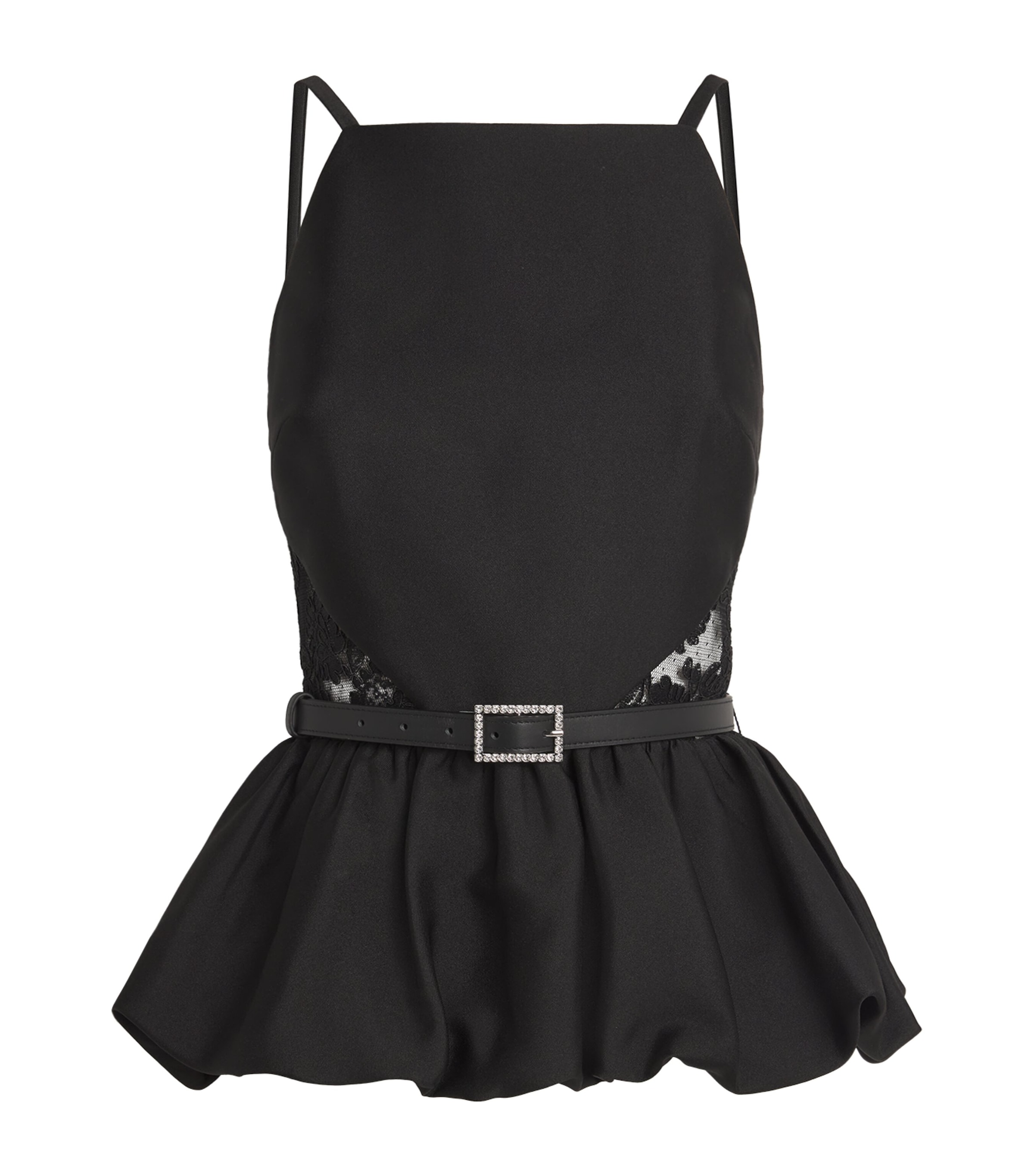 Shop Self-portrait Taffeta Peplum Top In Black