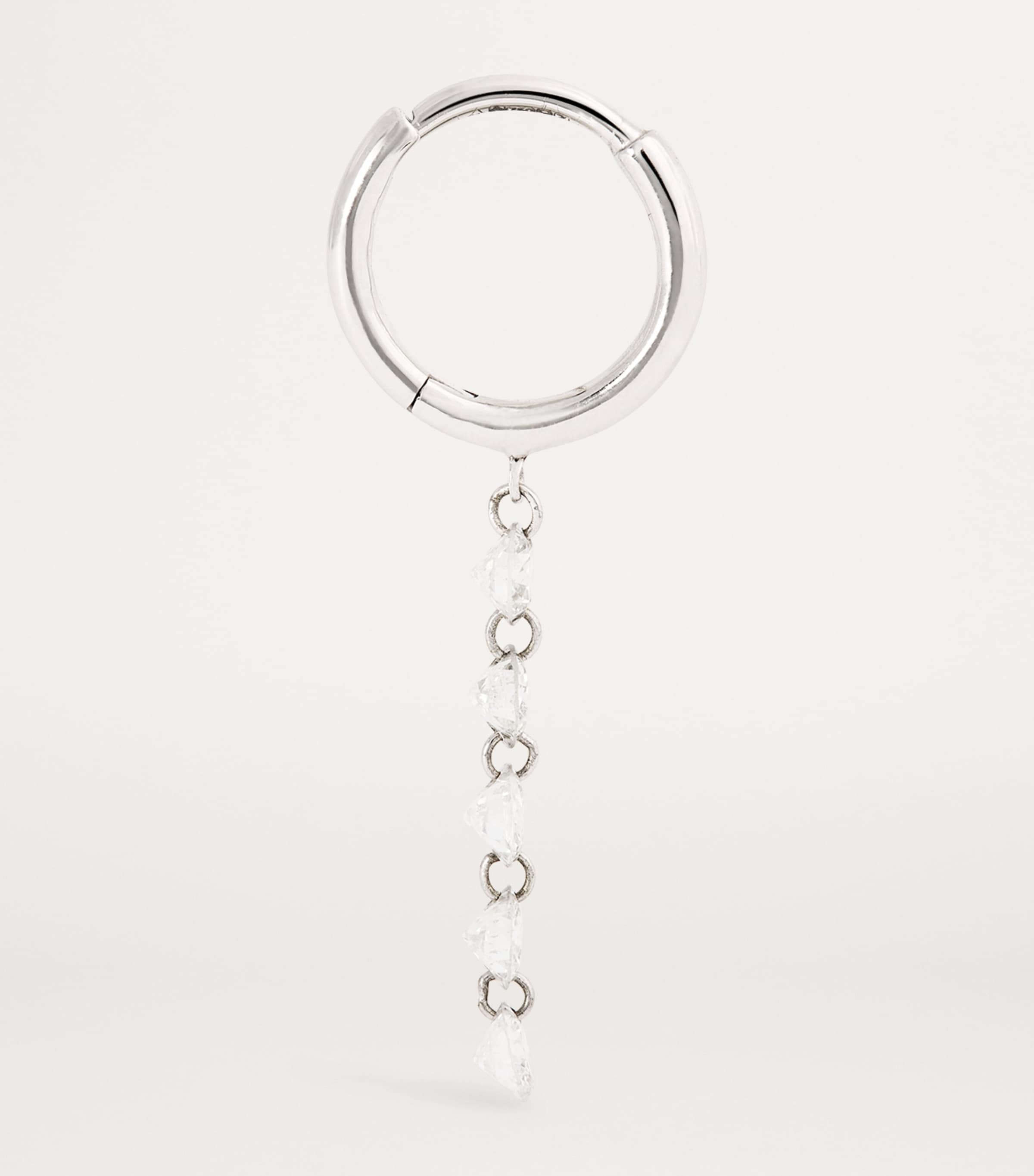 White Gold and Diamond Danaé Single Hoop Earring WHITE GOLD Image 4