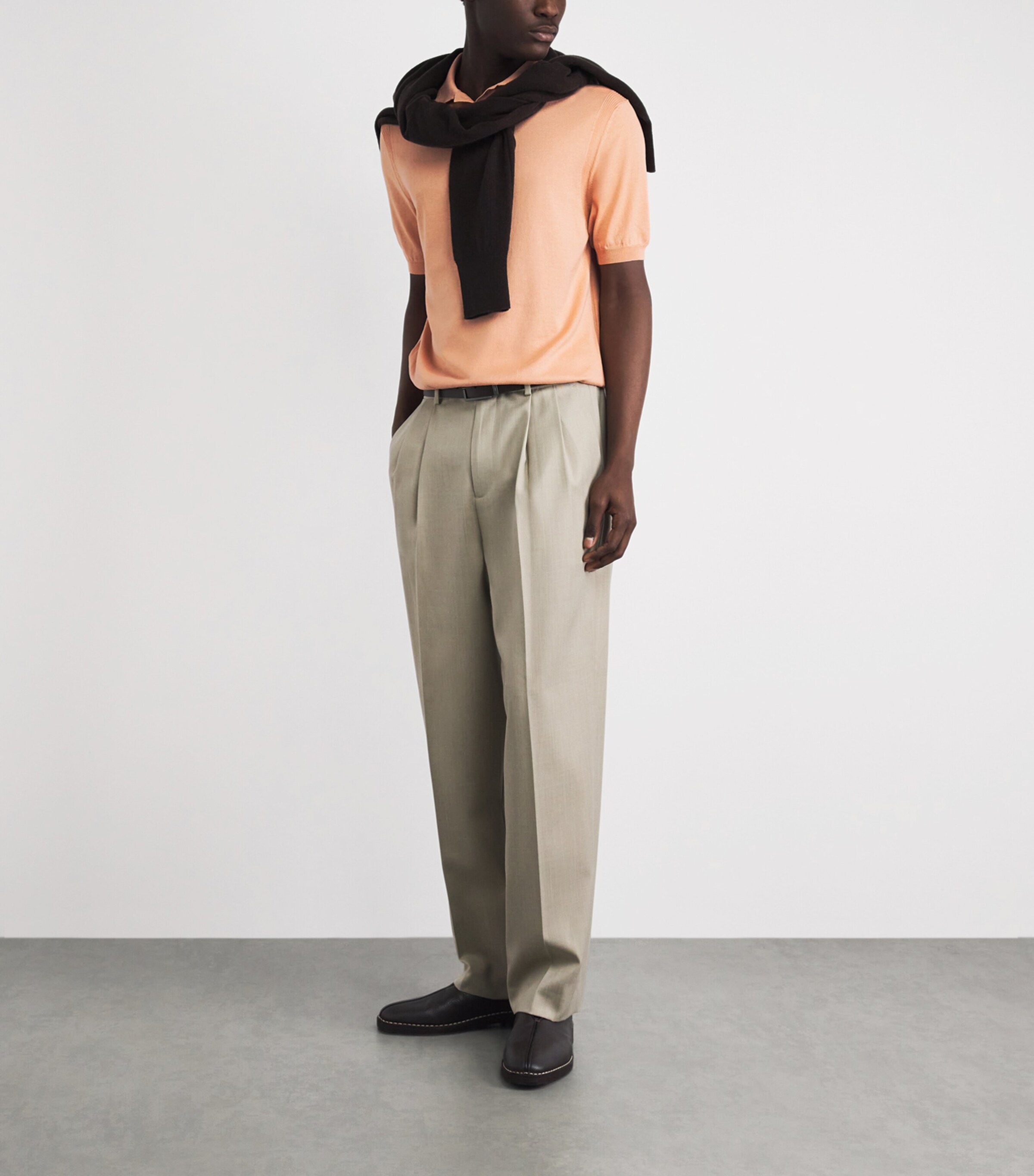 Paul & Shark Mens Silk-Cotton Polo Shirt Apricot Wash Image 2