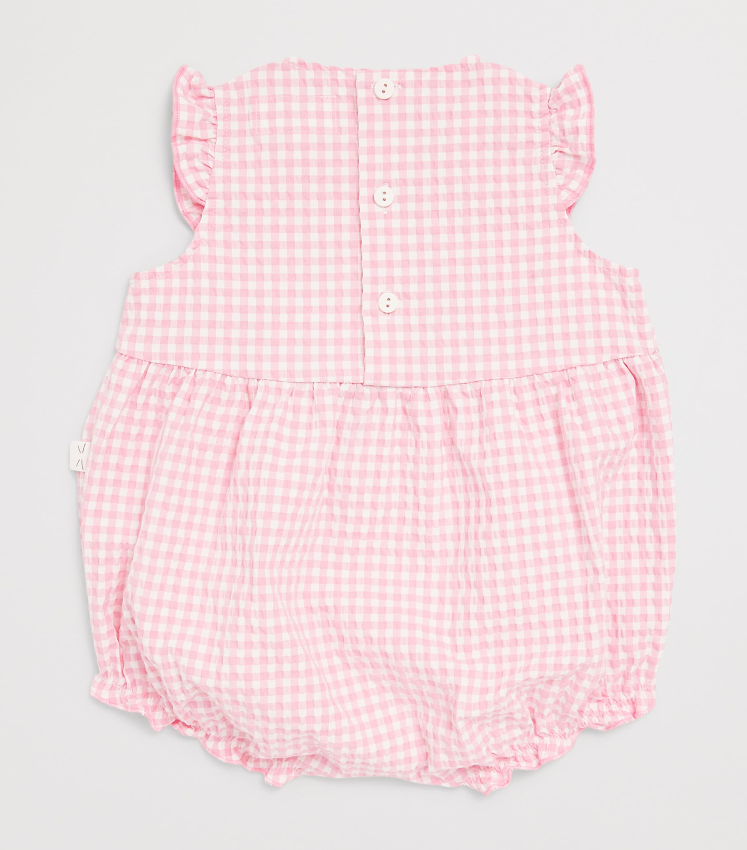 Teddy & Minou Check Bodysuit (1-18 Months) Bubble Pink Image 2