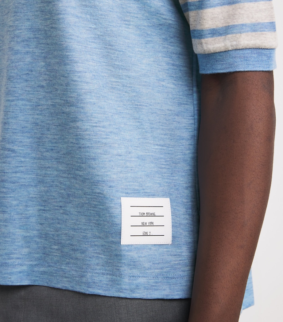 Virgin Wool Rib-Cuff T-Shirt LIGHT BLUE Image 6