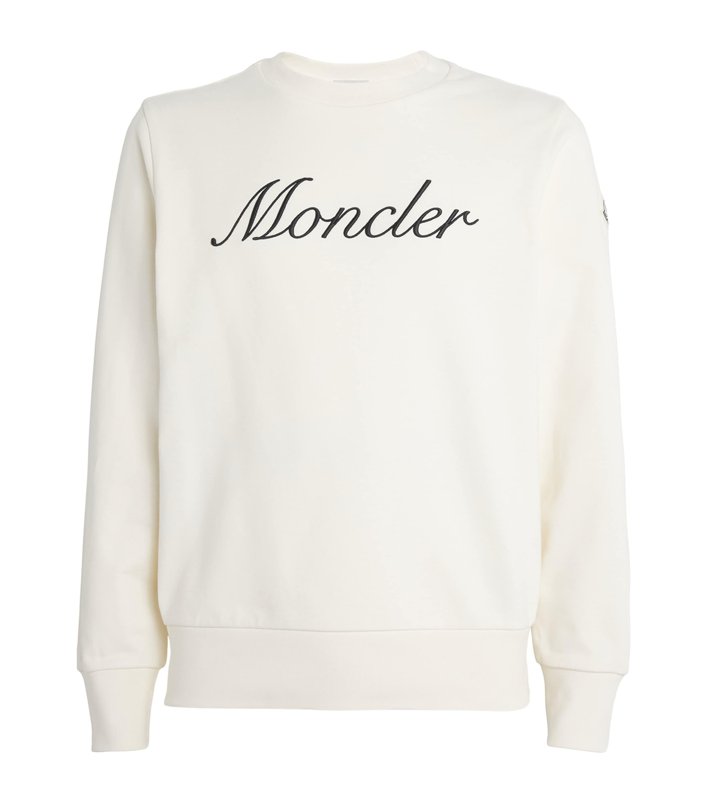 Shop Moncler Cursive-logo Sweatshirt In White