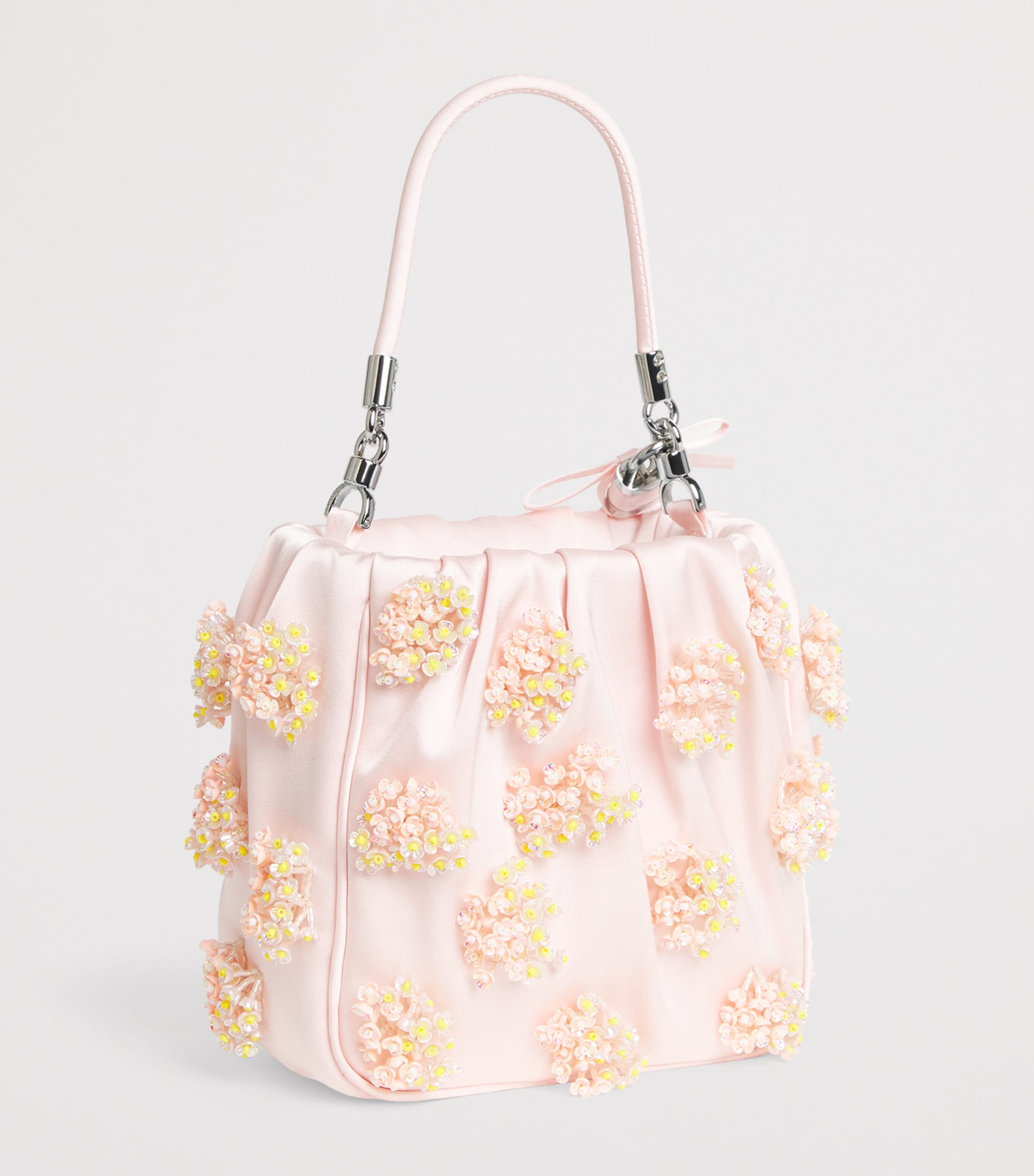Self-Portrait Satin Beaded Top-Handle Bag Pink Image 3