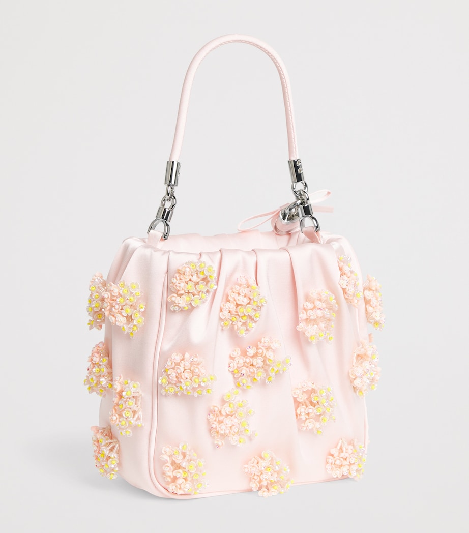 Self-Portrait Satin Beaded Top-Handle Bag Pink Image 3