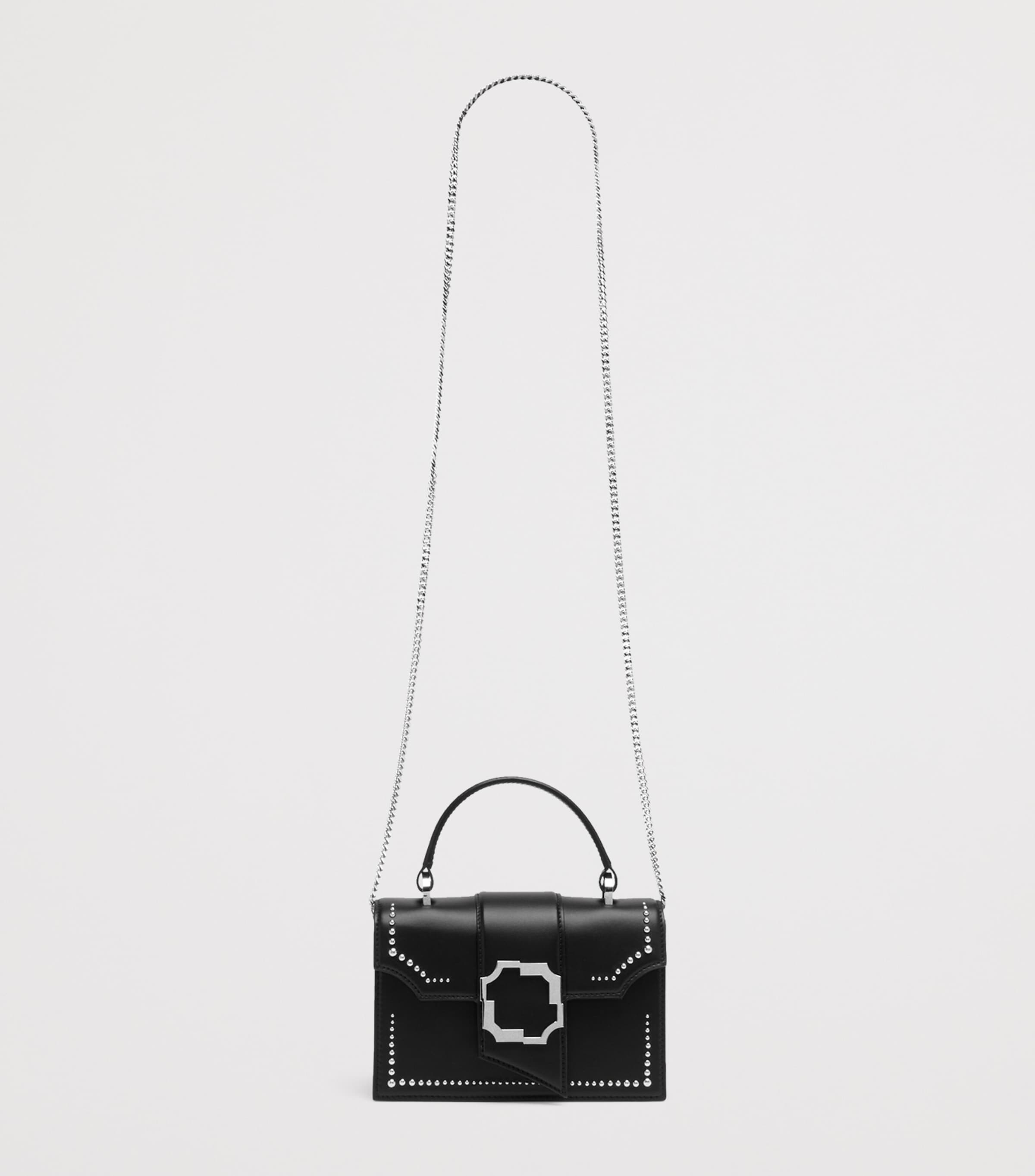 Mini Leather Audrey Top-Handle Bag BLACK Image 4