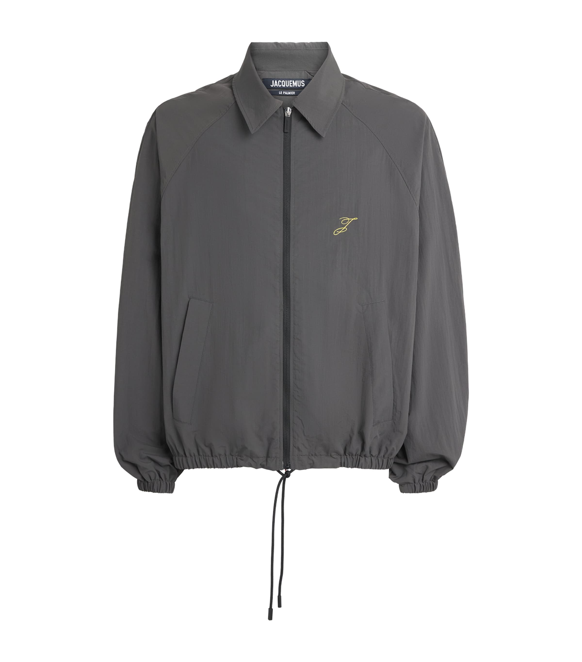 Jacquemus Mens Embroidered Initial Windbreaker Jacket Dark Grey Image 1