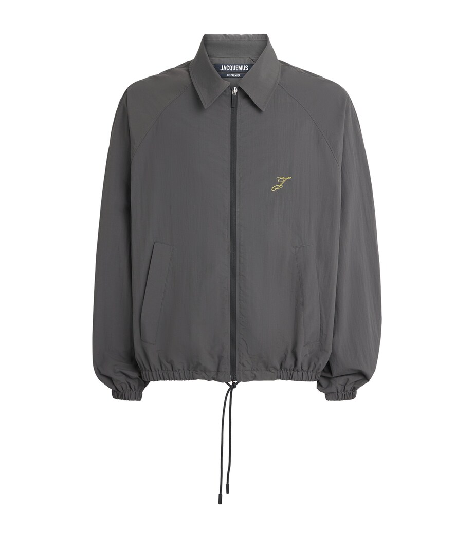 Jacquemus Mens Embroidered Initial Windbreaker Jacket Dark Grey Image 1