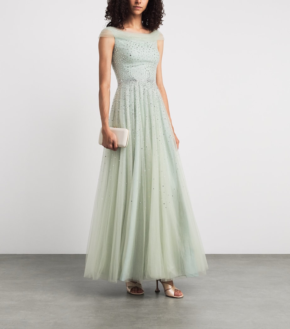 Jenny Packham Womens Tulle Embellished Shayla Gown Eau De Nil Image 2
