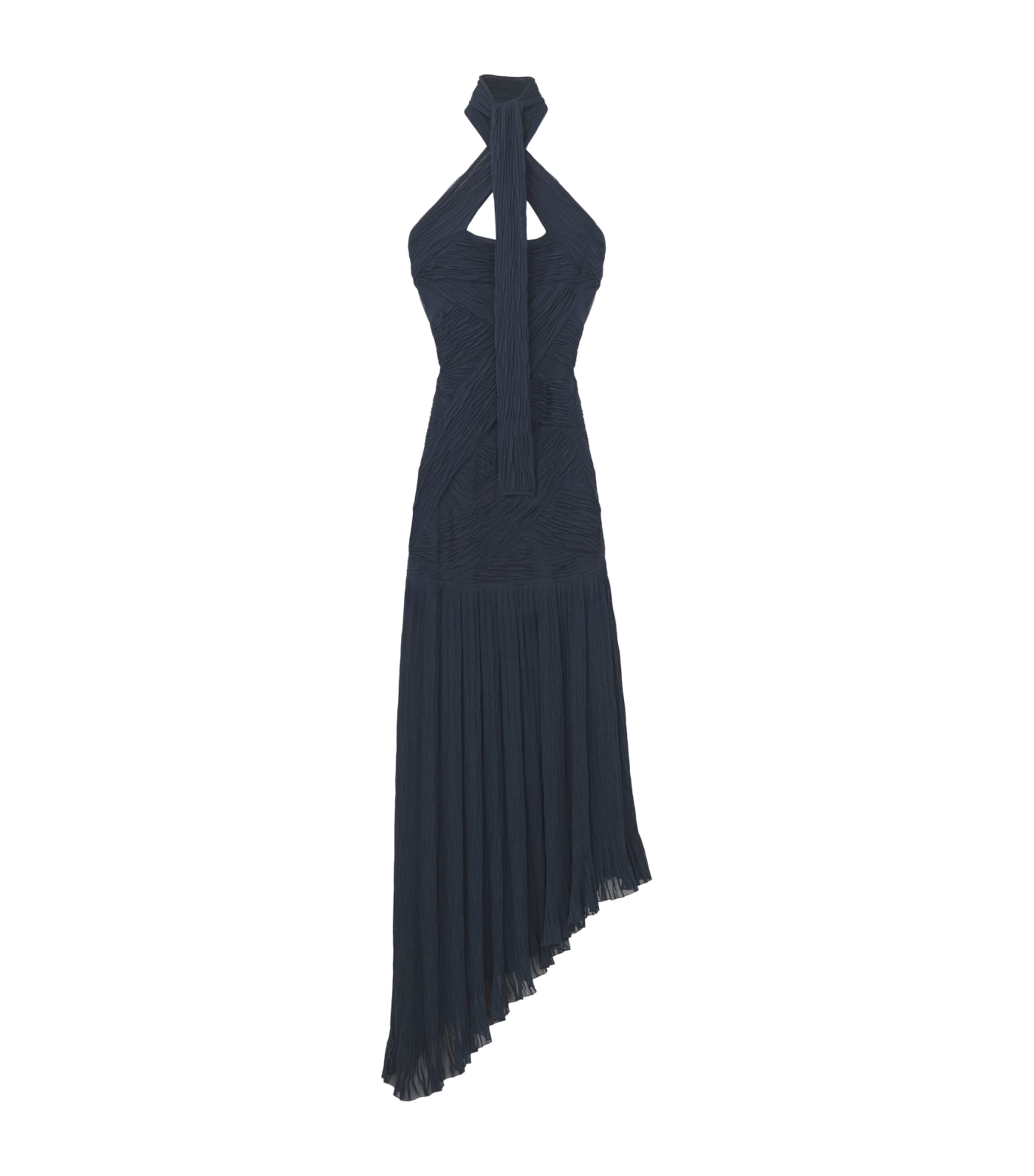 McQueen Womens Asymmetric Halterneck Midi Dress Image 1