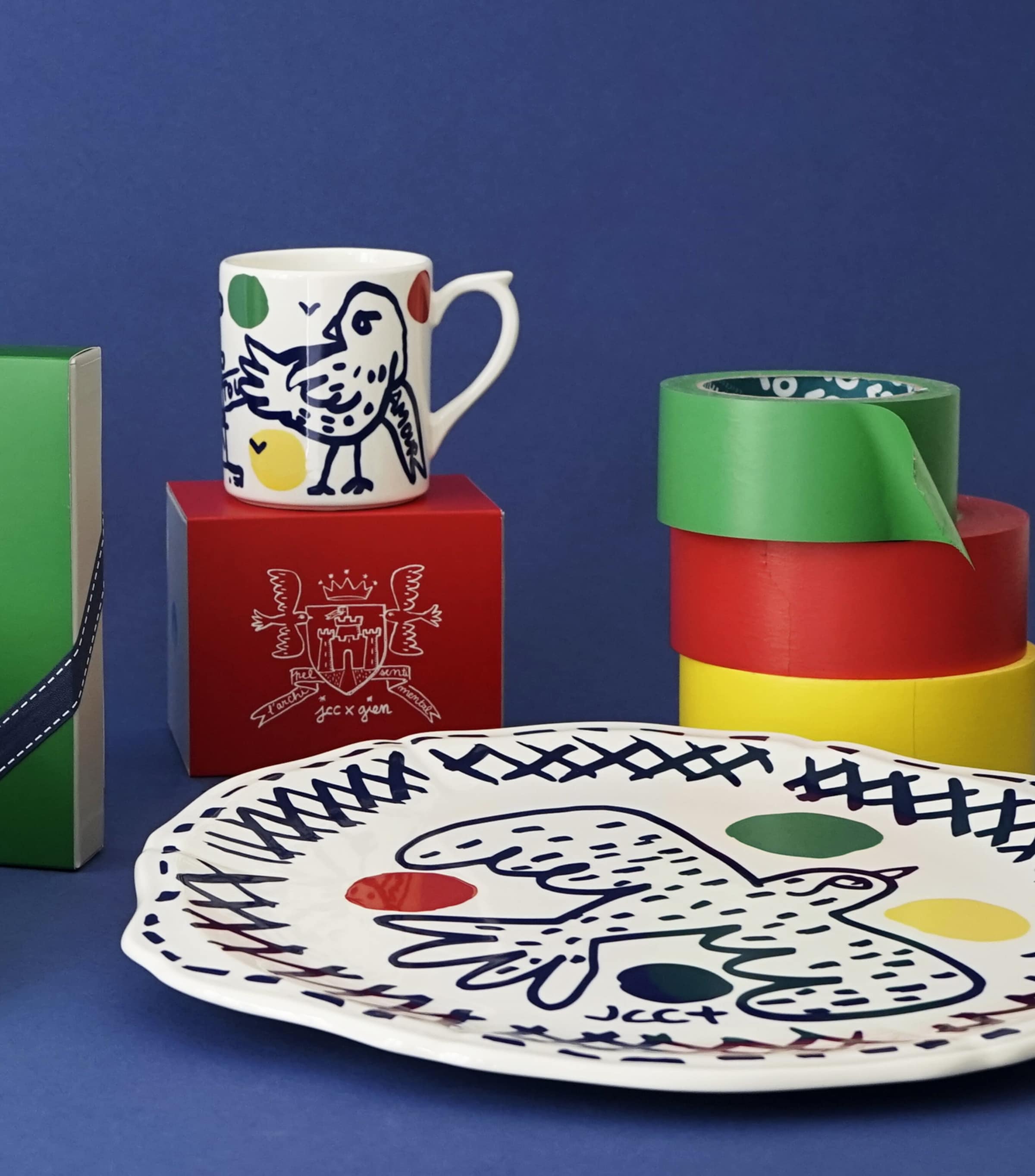 Archipel Cake Platter (34cm) WHITE, BLUE Image 2