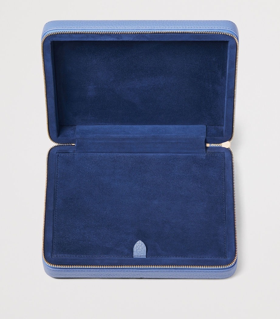 Large Leather Travel Jewellery Case CAPRI BLUE Image 5
