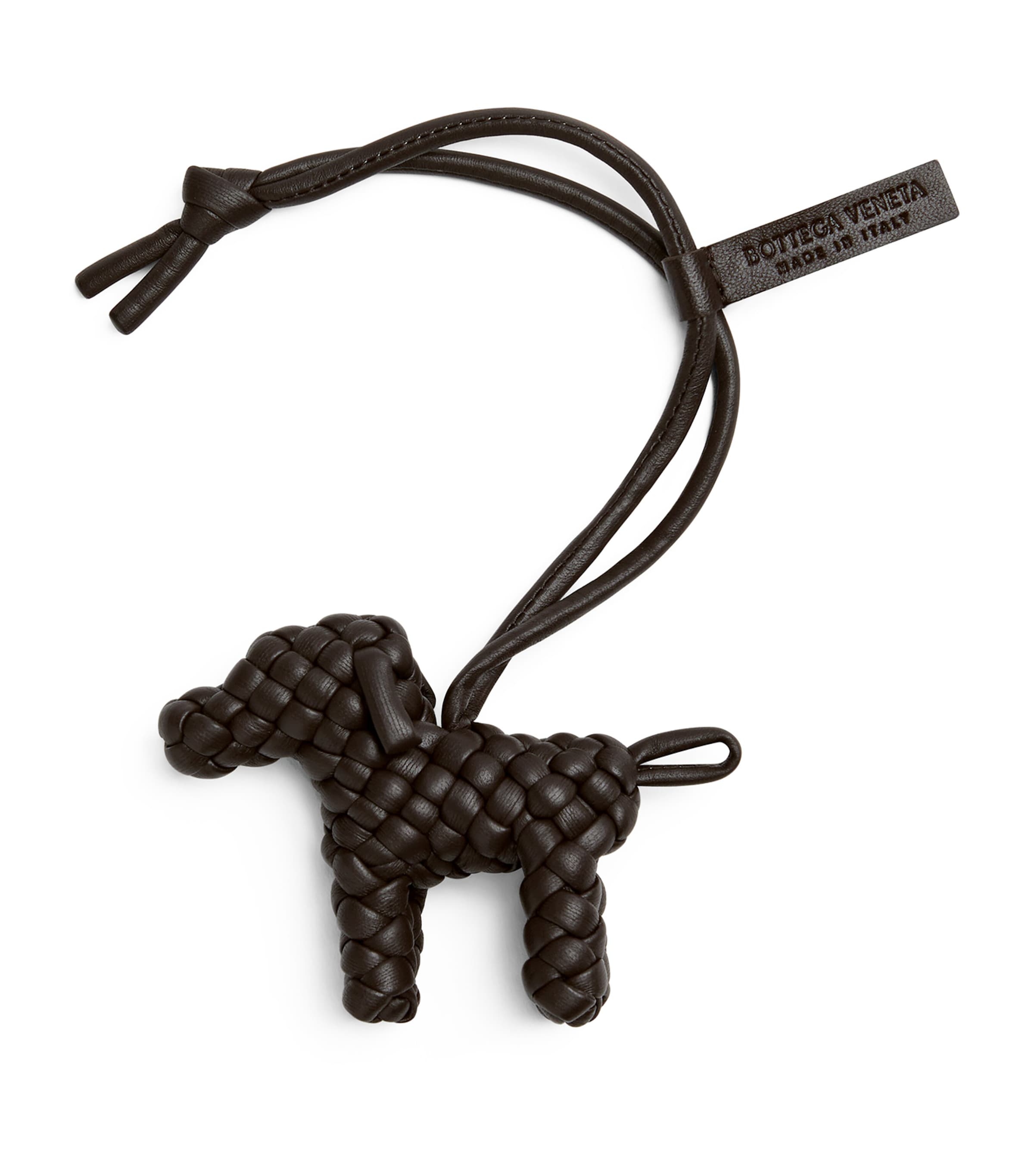 【BOTTEGA VENETA】レザー ドッグ チャーム Bottega Veneta Brown Lambskin Woven Dog Charm | Harrods US