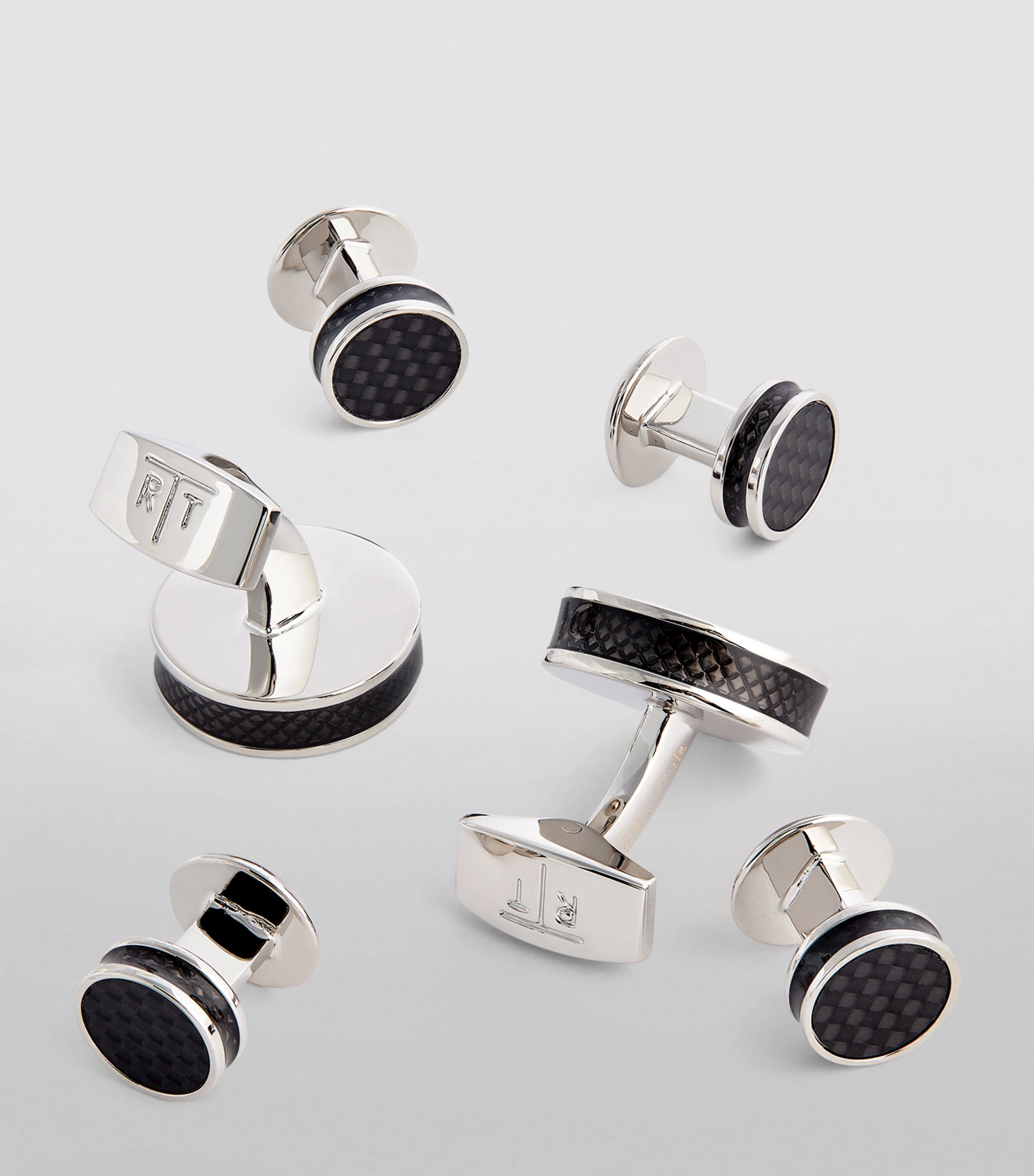 Tateossian Disc Cufflink Set Black Image 6
