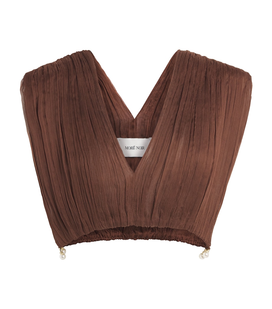 Moré Noir Womens Silk Chiffon Izzi Crop Top Bitter Chocolate Image 1