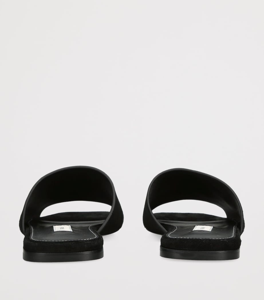 Leather Bandeau Slides BLACK Image 2