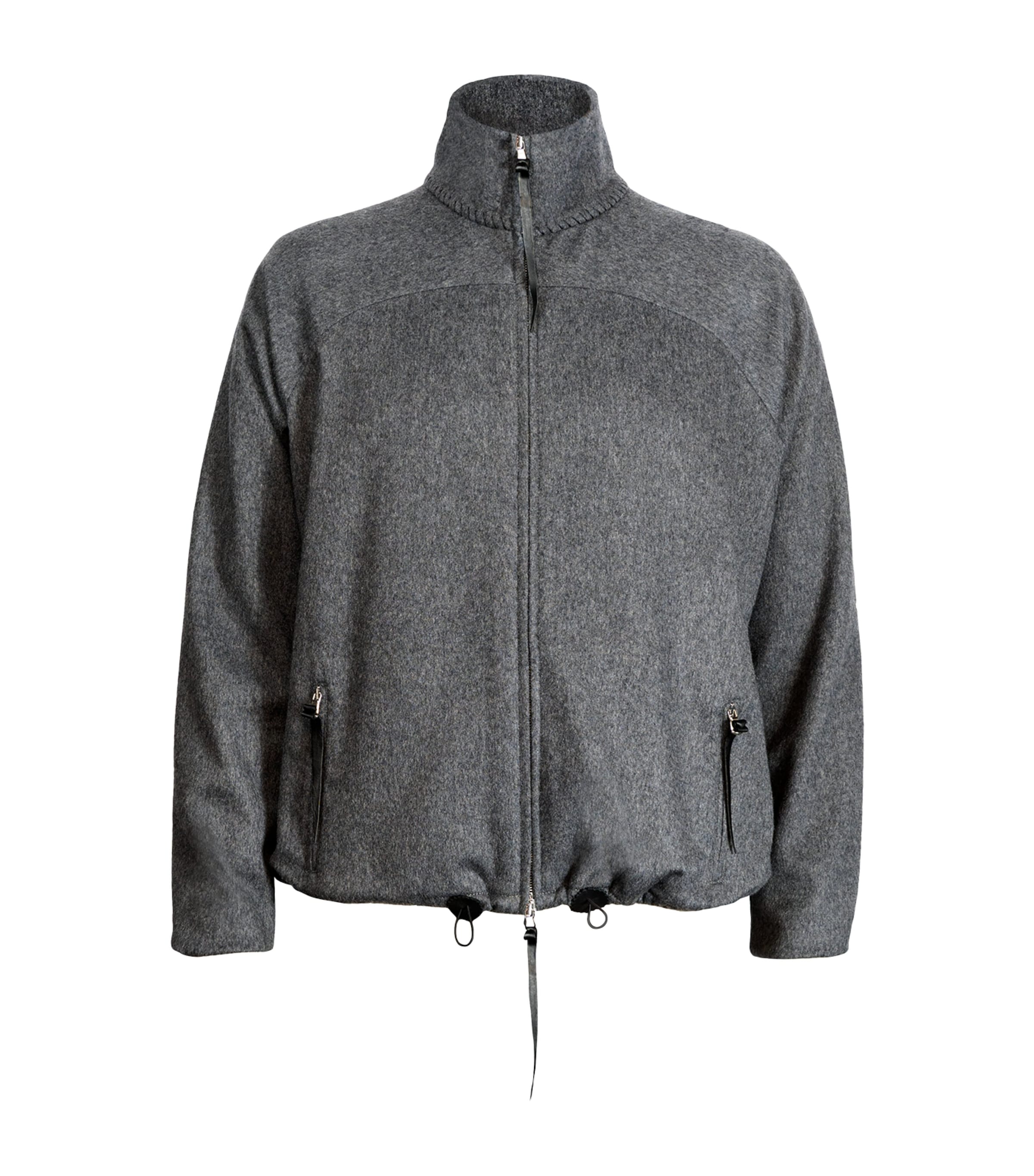 Alan Scott Mens Cashmere-Blend Track Sweater Mid Grey Image 1