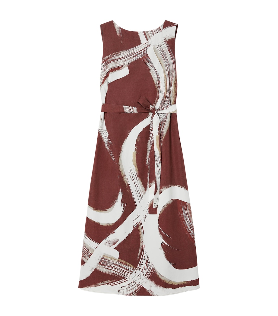 Marina Rinaldi Womens Cotton Watercolour Midi Dress Brick Red Image 1