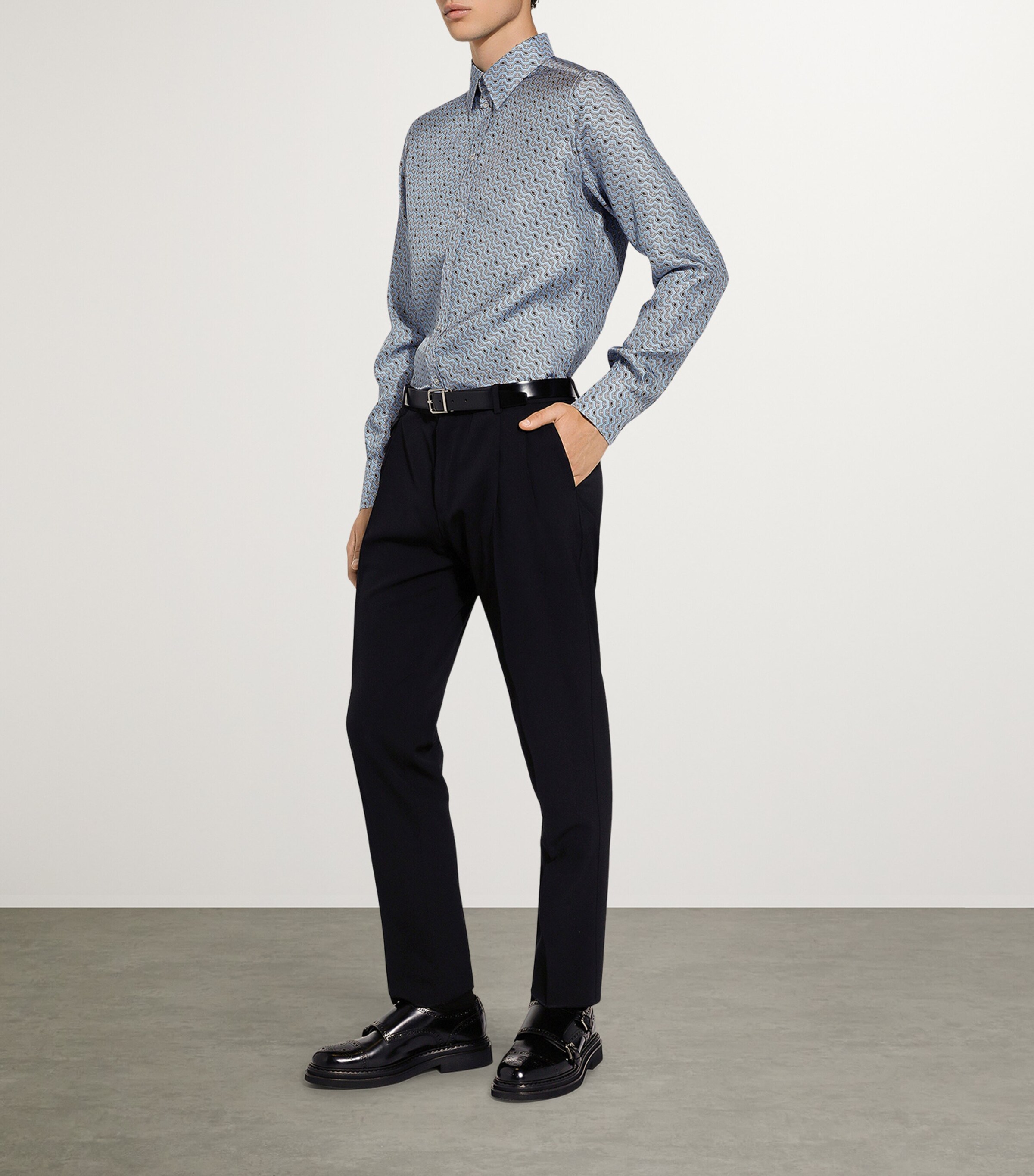 Silk Chain Print Shirt HC5FY- F.AZZURR Image 5