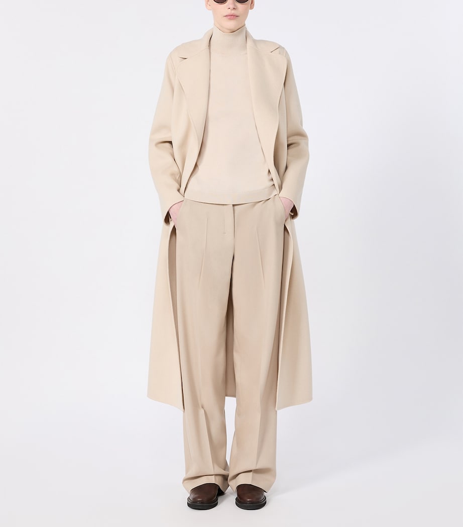 Max Mara Womens Virgin Wool-Blend Straight Trousers Albino Image 2