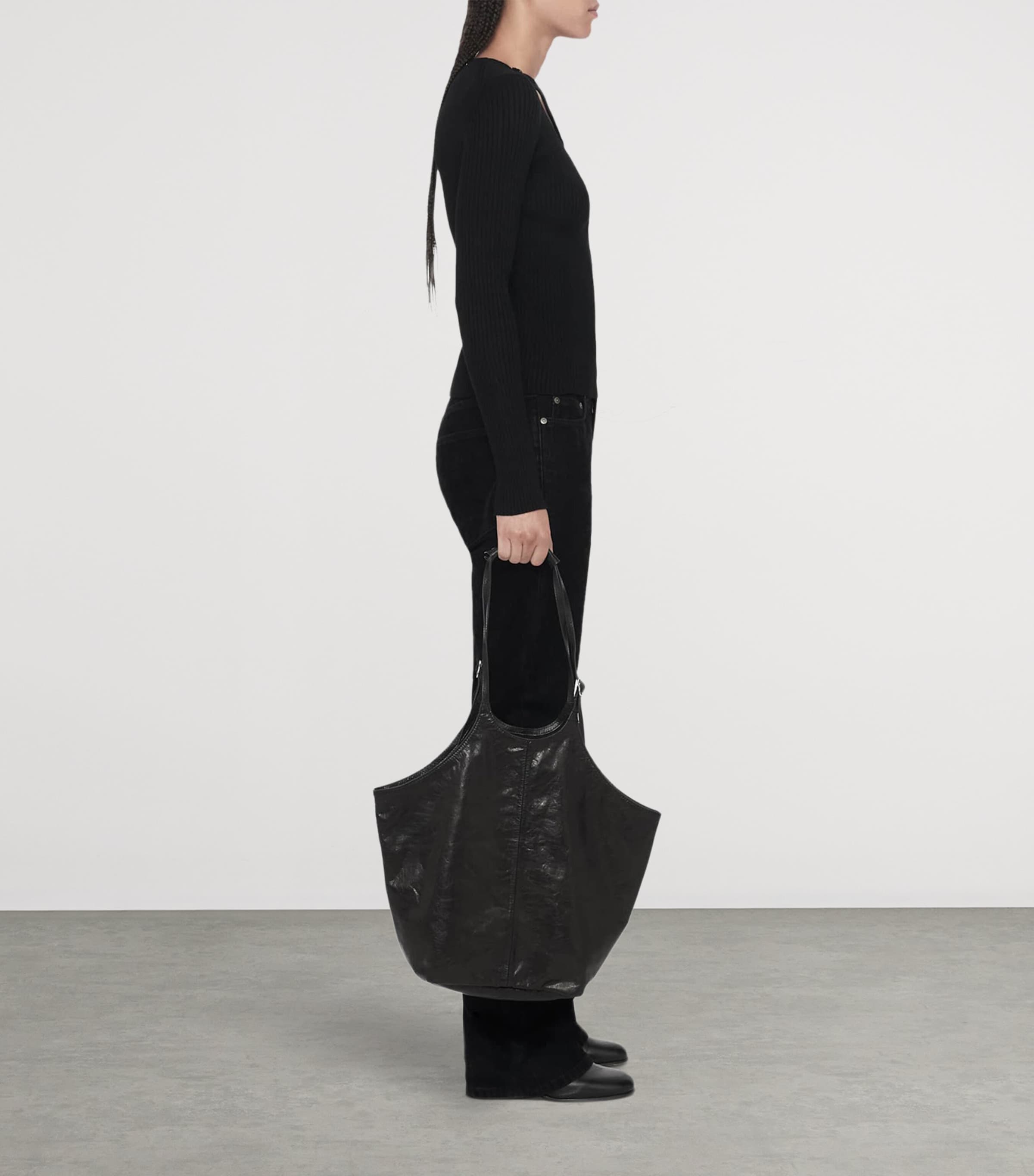 AllSaints Womens Cut-Out Cruz Cardigan Black Image 6