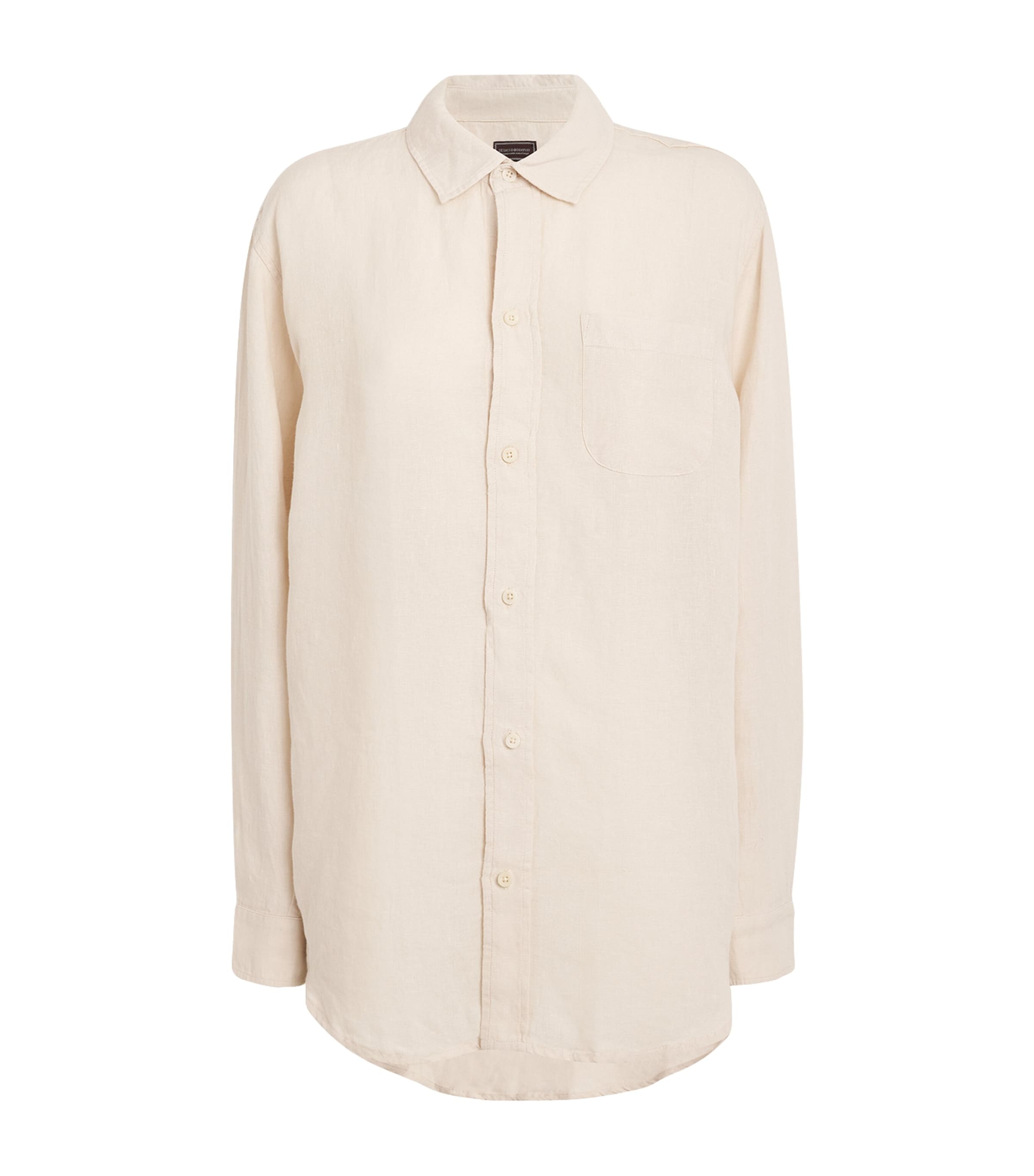 Desmond & Dempsey Linen Pyjama Shirt In Beige