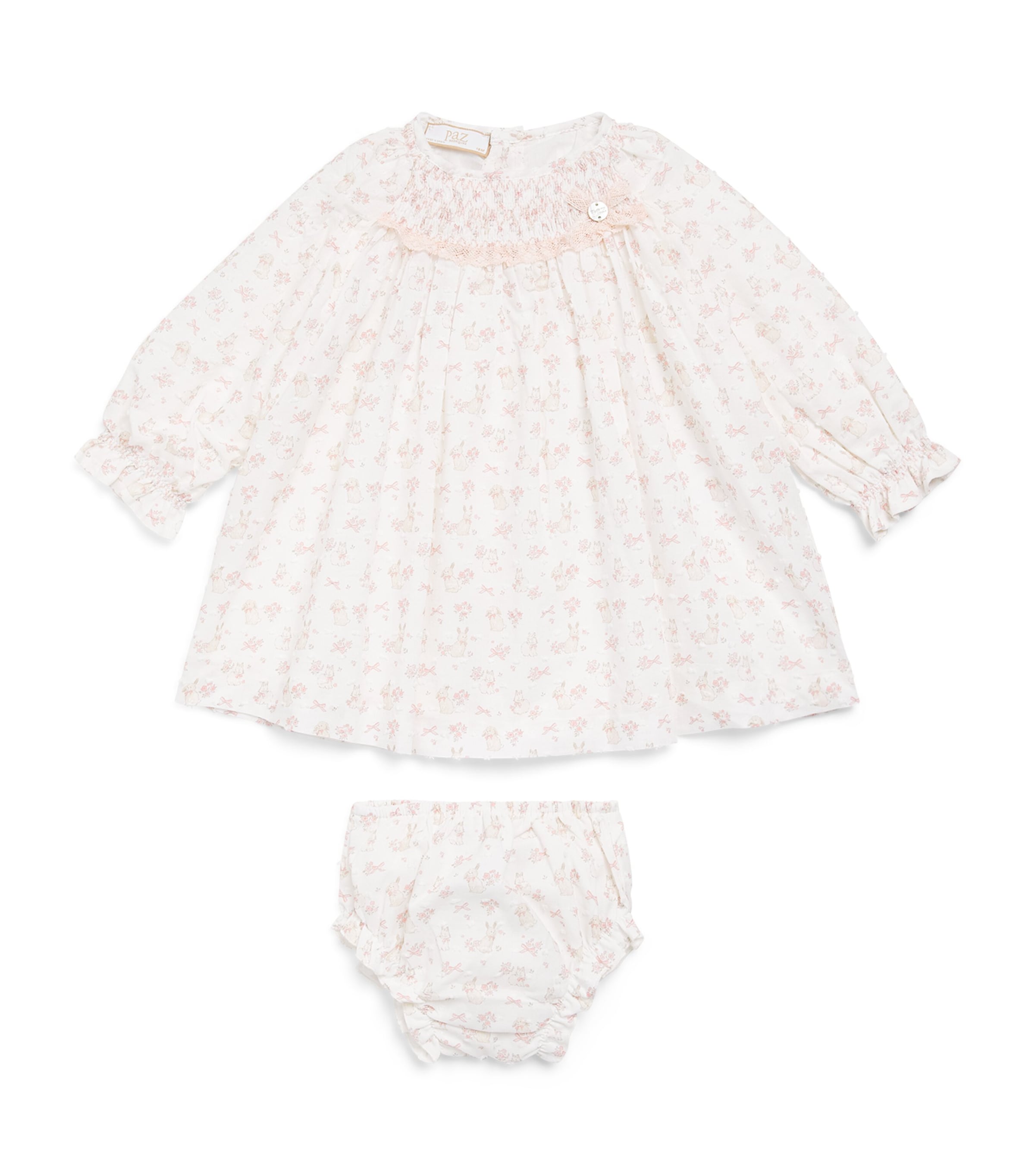 Paz Rodriguez Printed Dress and Bloomers Set (1 Month–4 Years) Light Pink Image 1