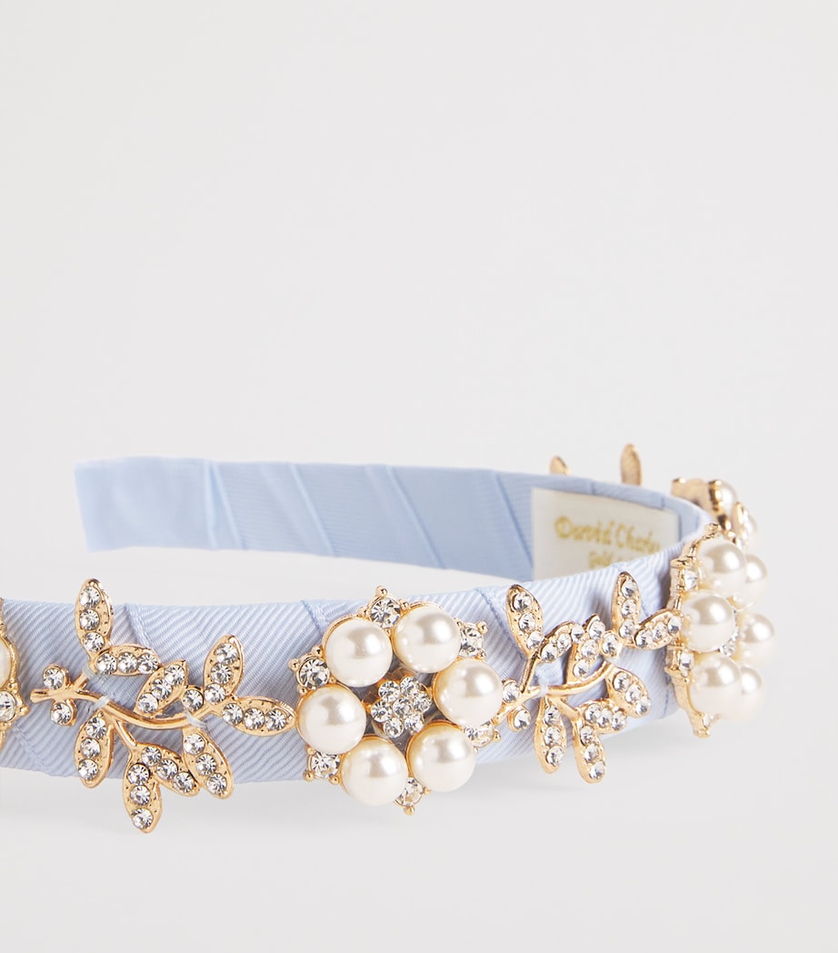 Diamanté and Faux Pearl-Embellished Headband JPALE BLUE Image 3