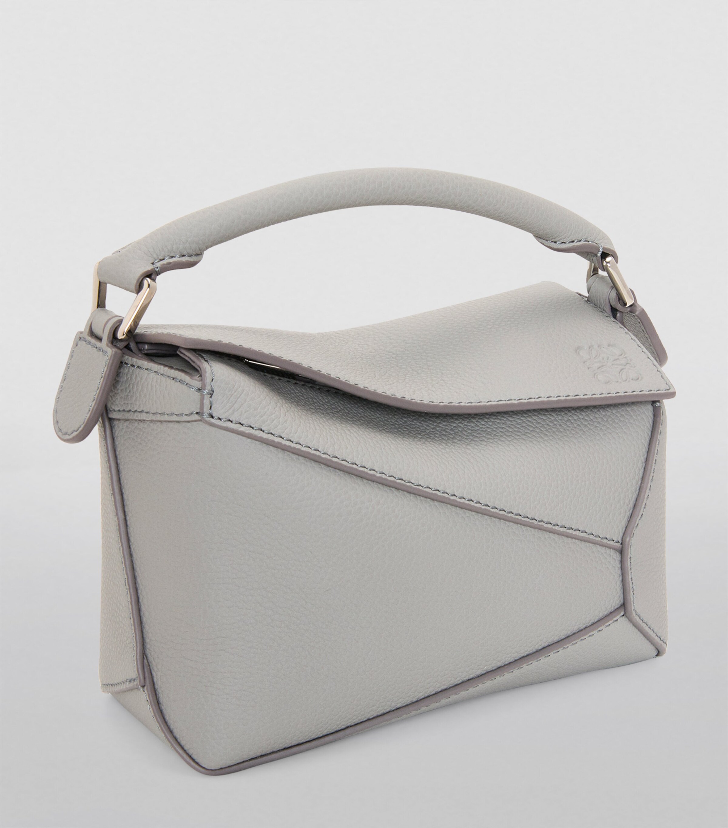 Mini Leather Puzzle Edge Top-Handle Bag PEARL GREY Image 5
