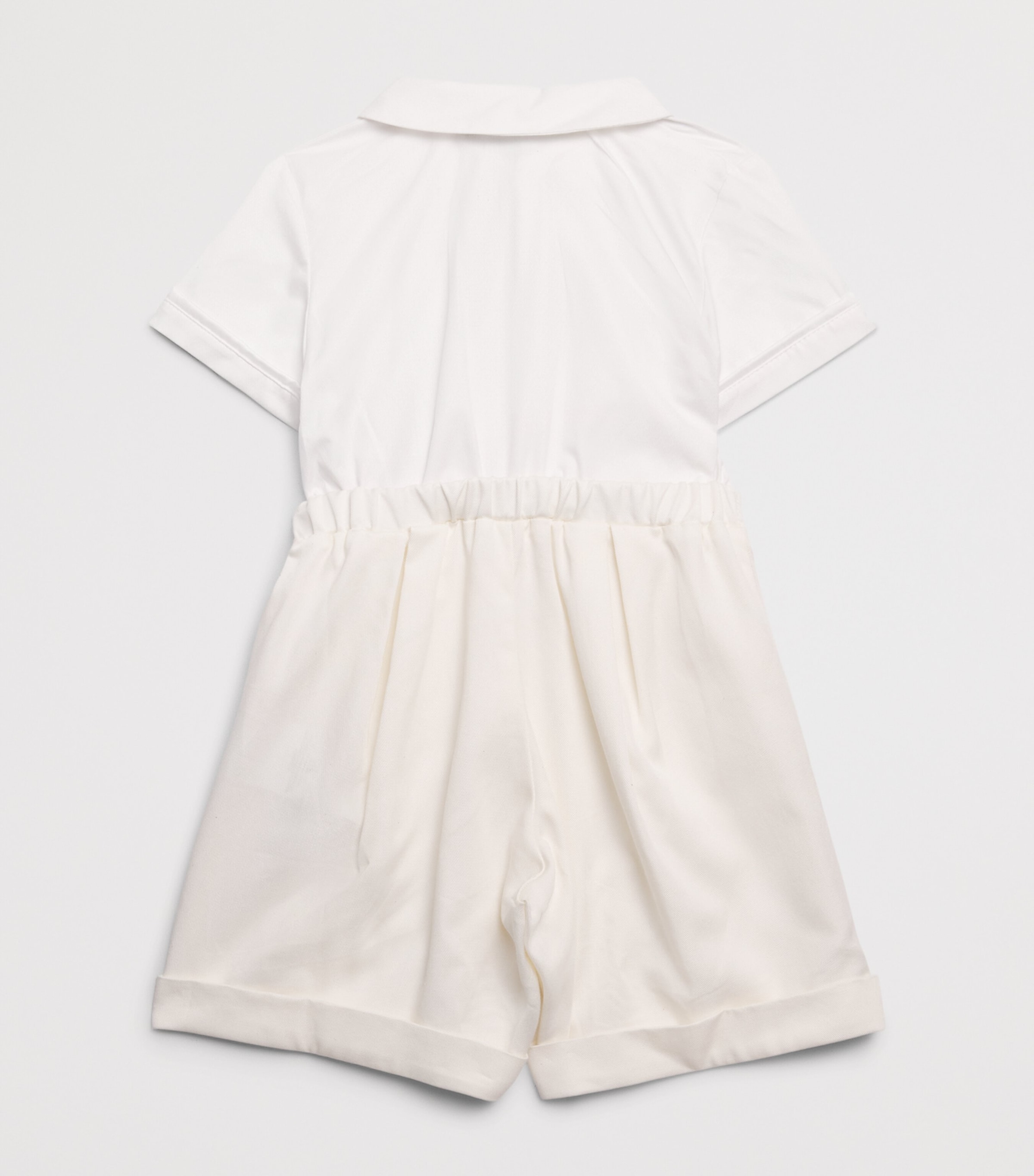 Monnalisa Cotton Bow Tie Playsuit (1-9 Months) Ecrù +cream Image 2