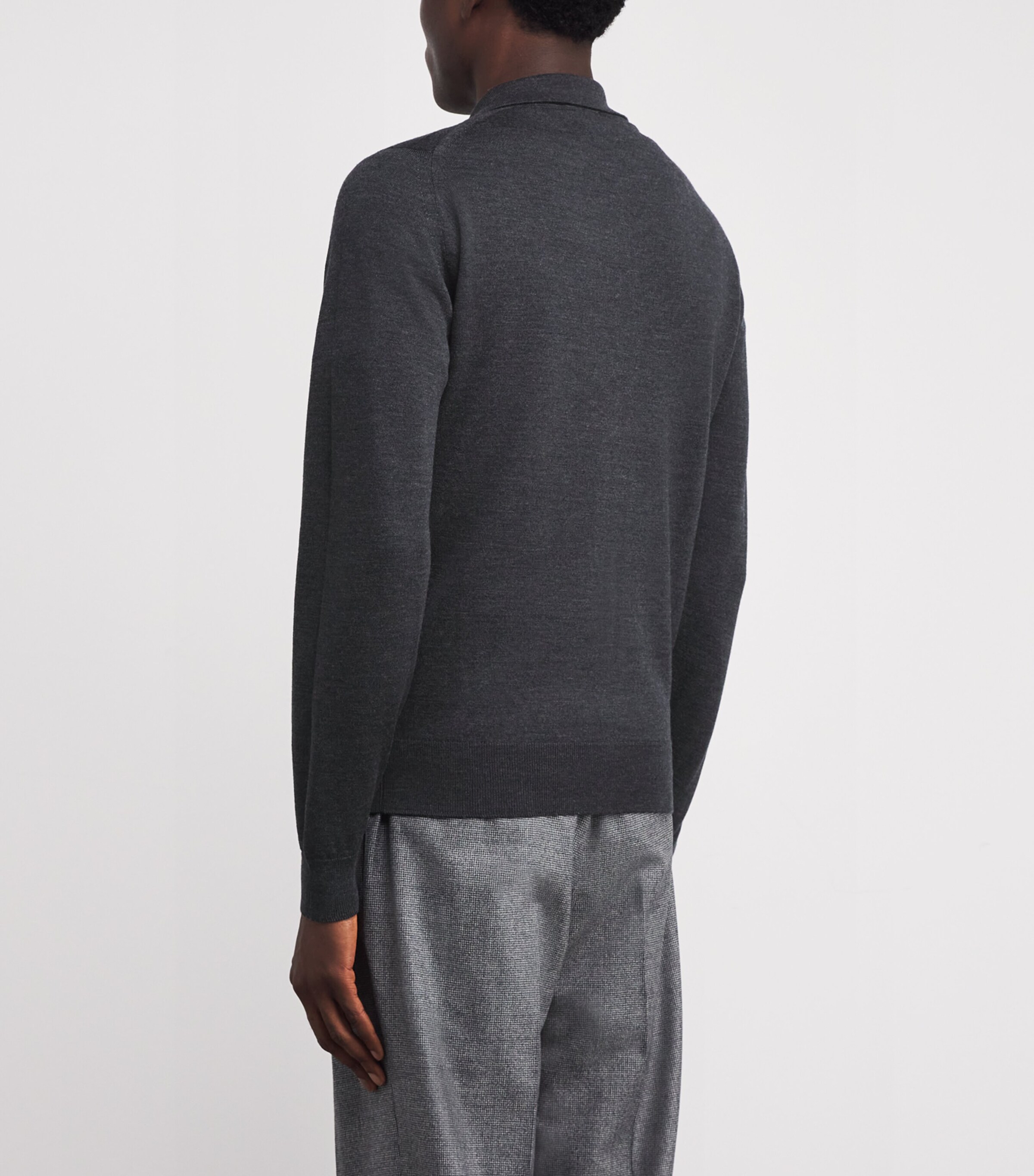 John Smedley Mens Merino Wool Hybrid Overshirt Charcoal Image 4