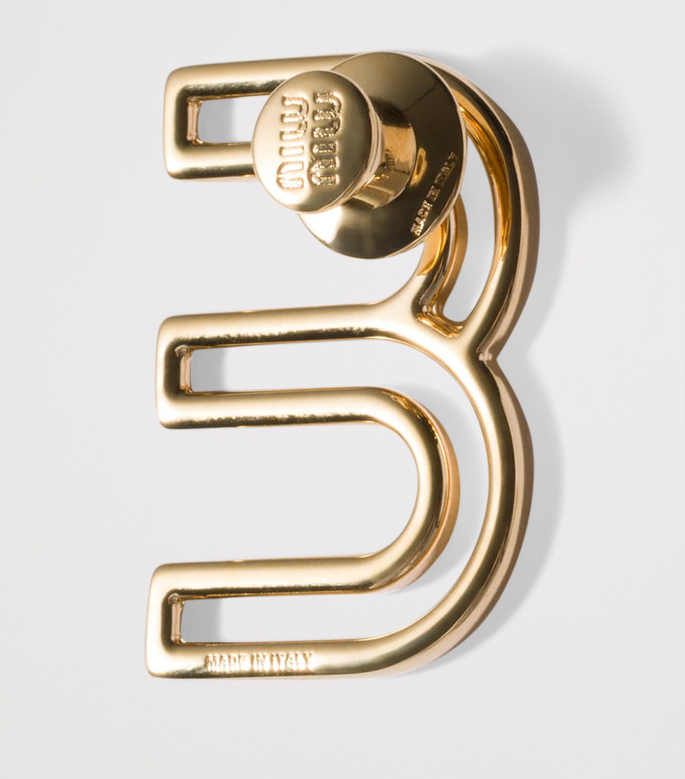 Miu Miu Logo Brooch Gold/silver Image 2